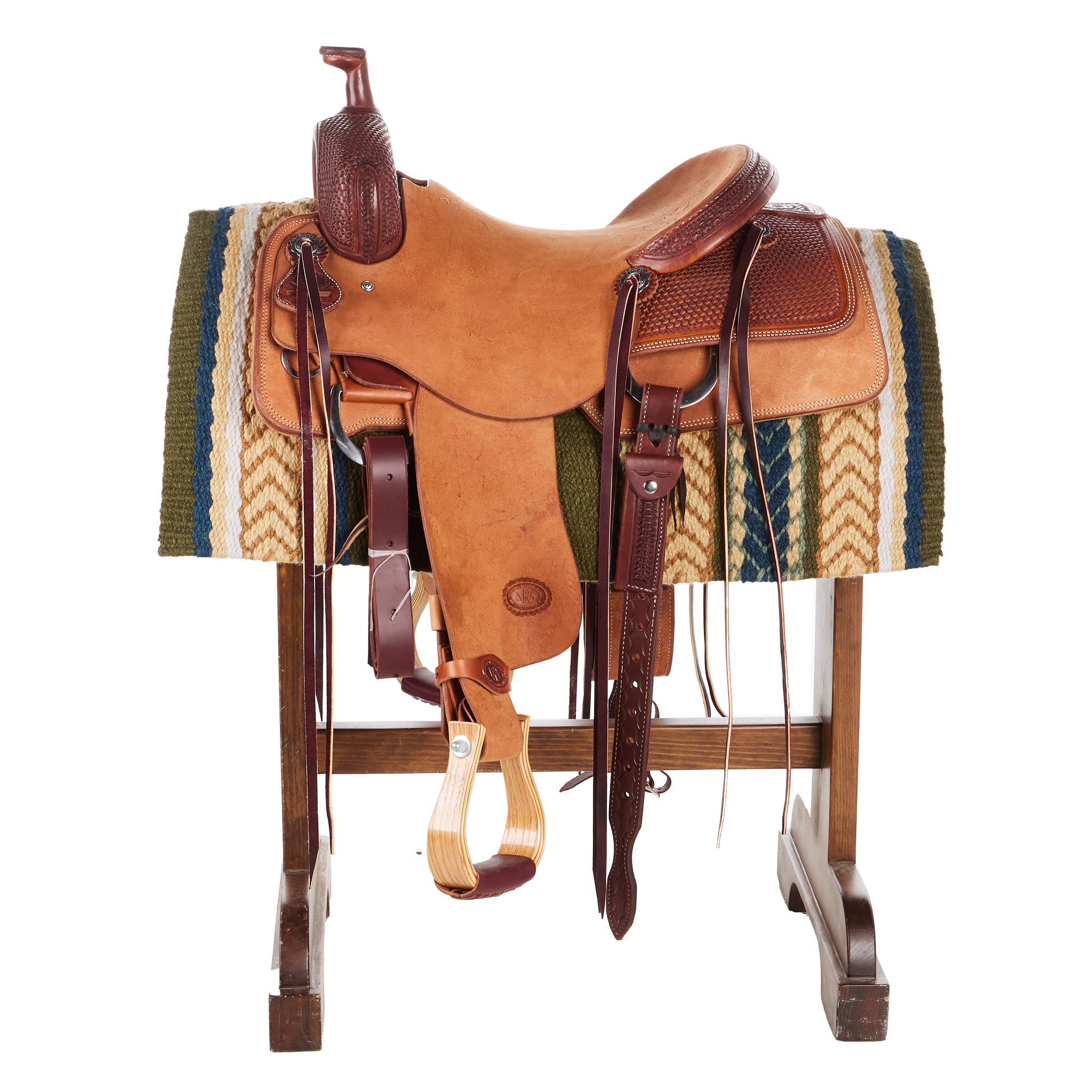 Image of 1425-5 Iron Horse 36x34 New Zealand Wool Saddle Blanket MULTI