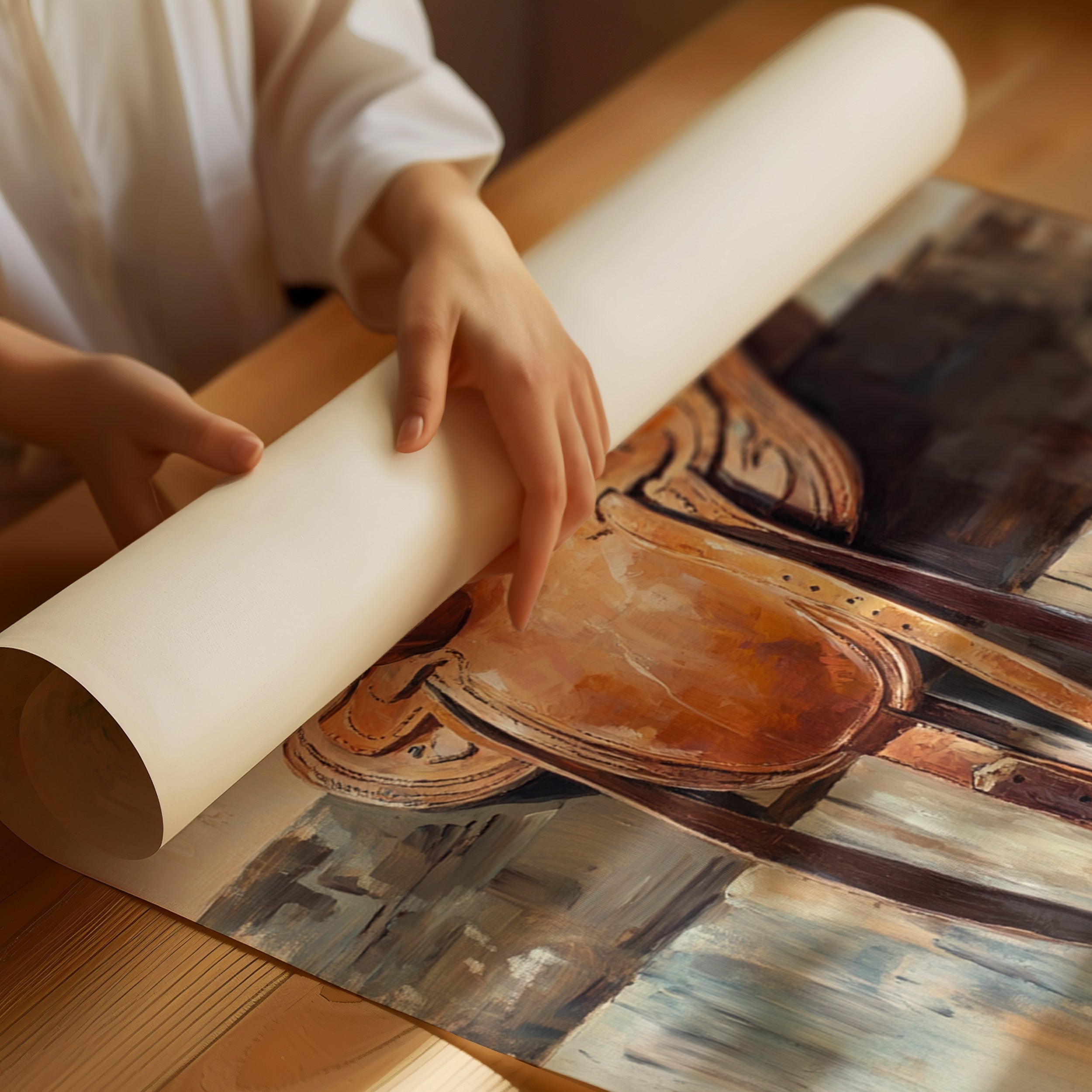 Image of Resting Leather – Western Saddle on Fence Painting