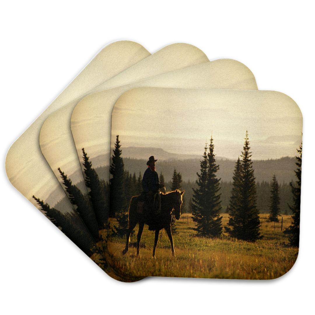 3dRose TDSwhite – Horse Equine Photos - Western Horse Under Saddle - Coasters