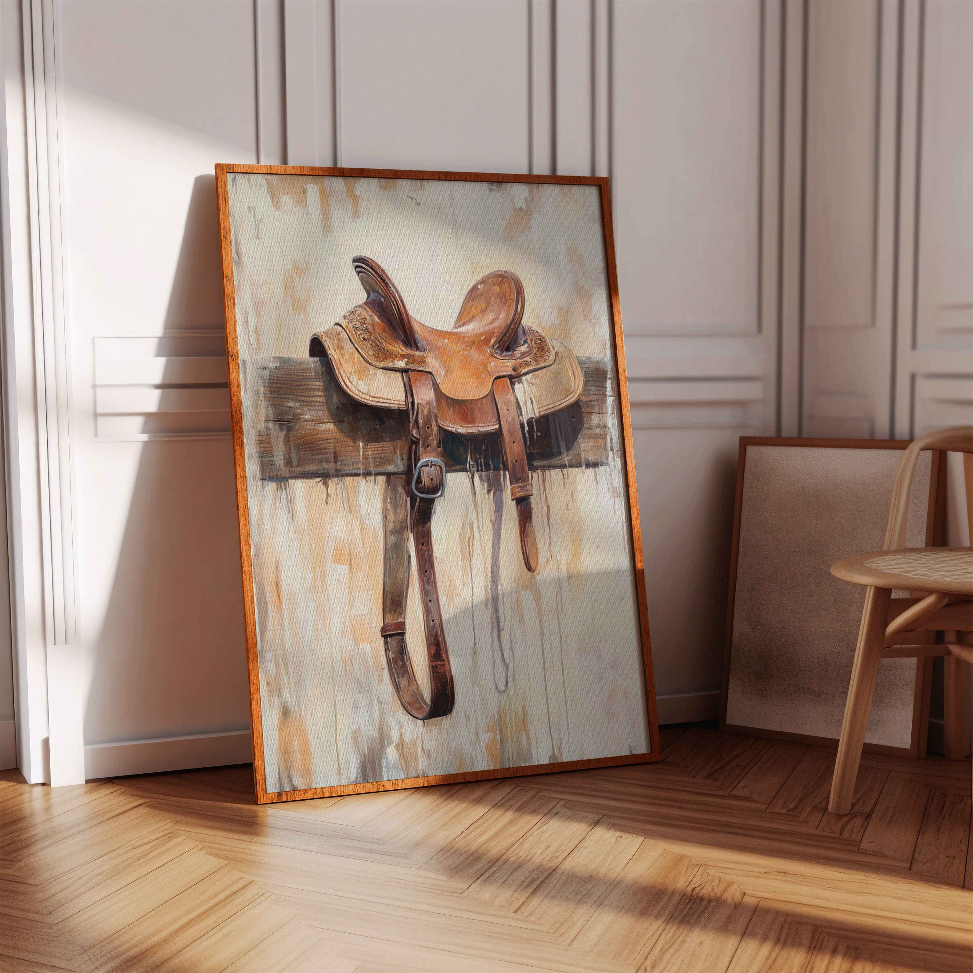 Image of Weathered Rest: Western Saddle Still Life