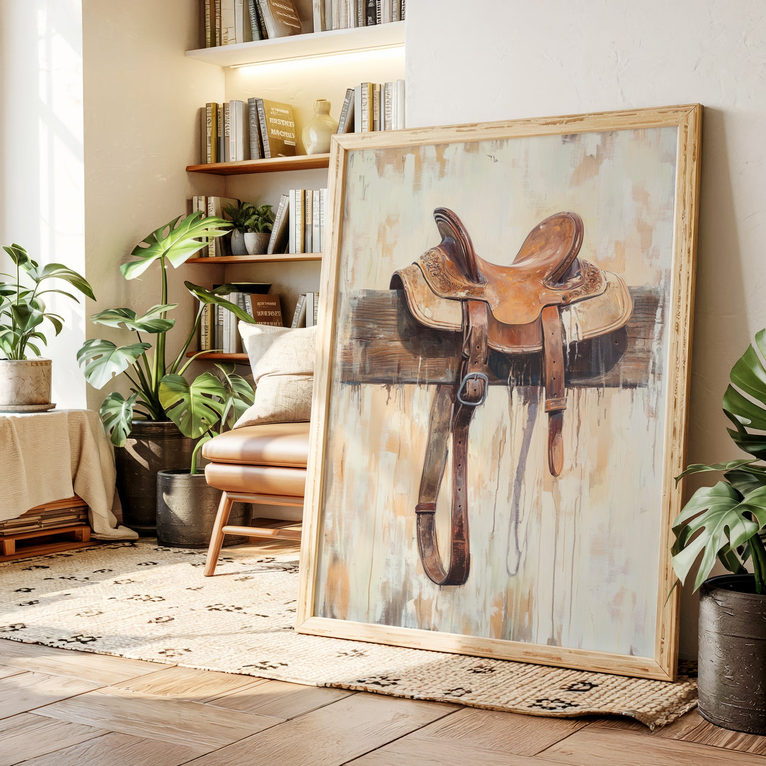 Image of Weathered Rest: Western Saddle Still Life