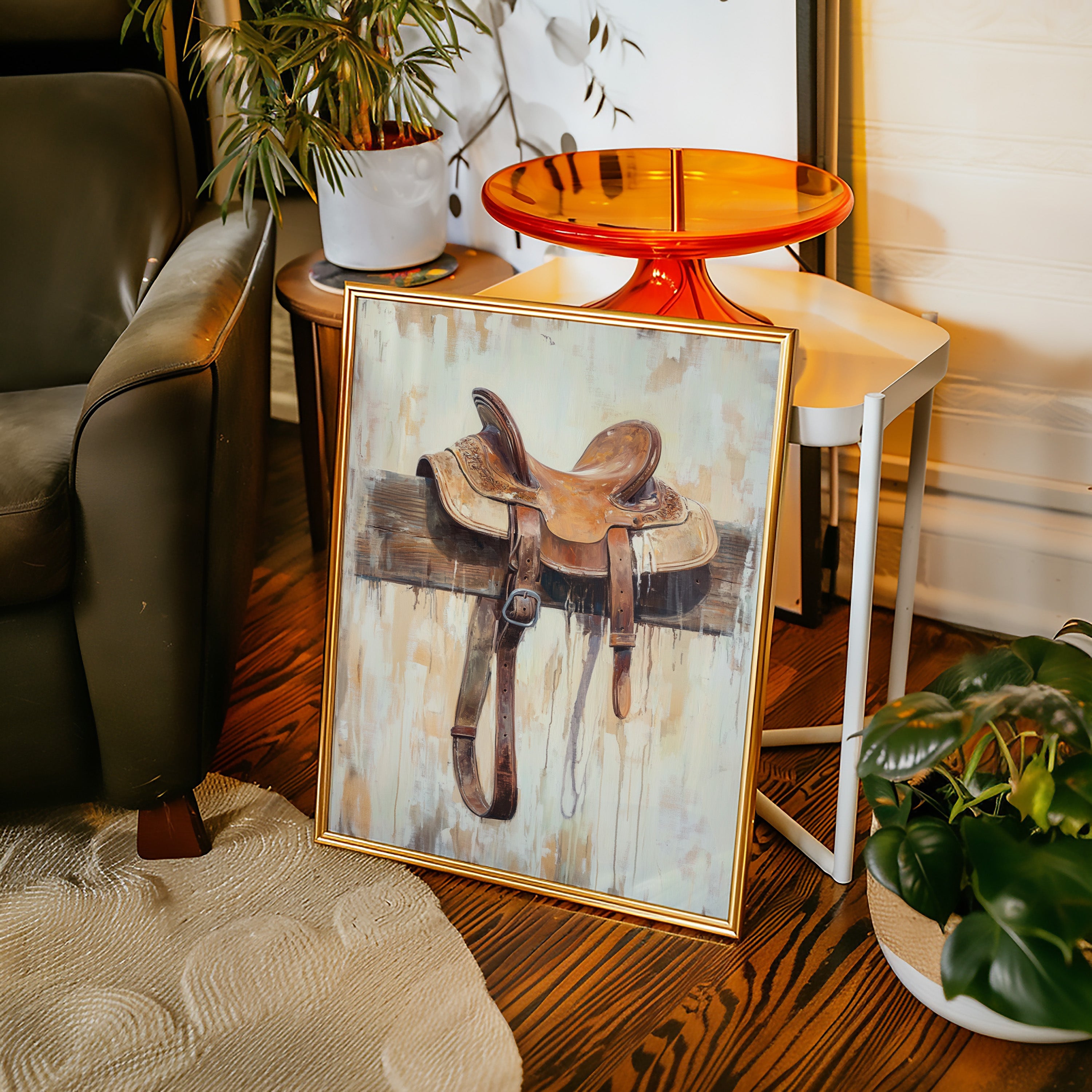 Image of Weathered Rest: Western Saddle Still Life
