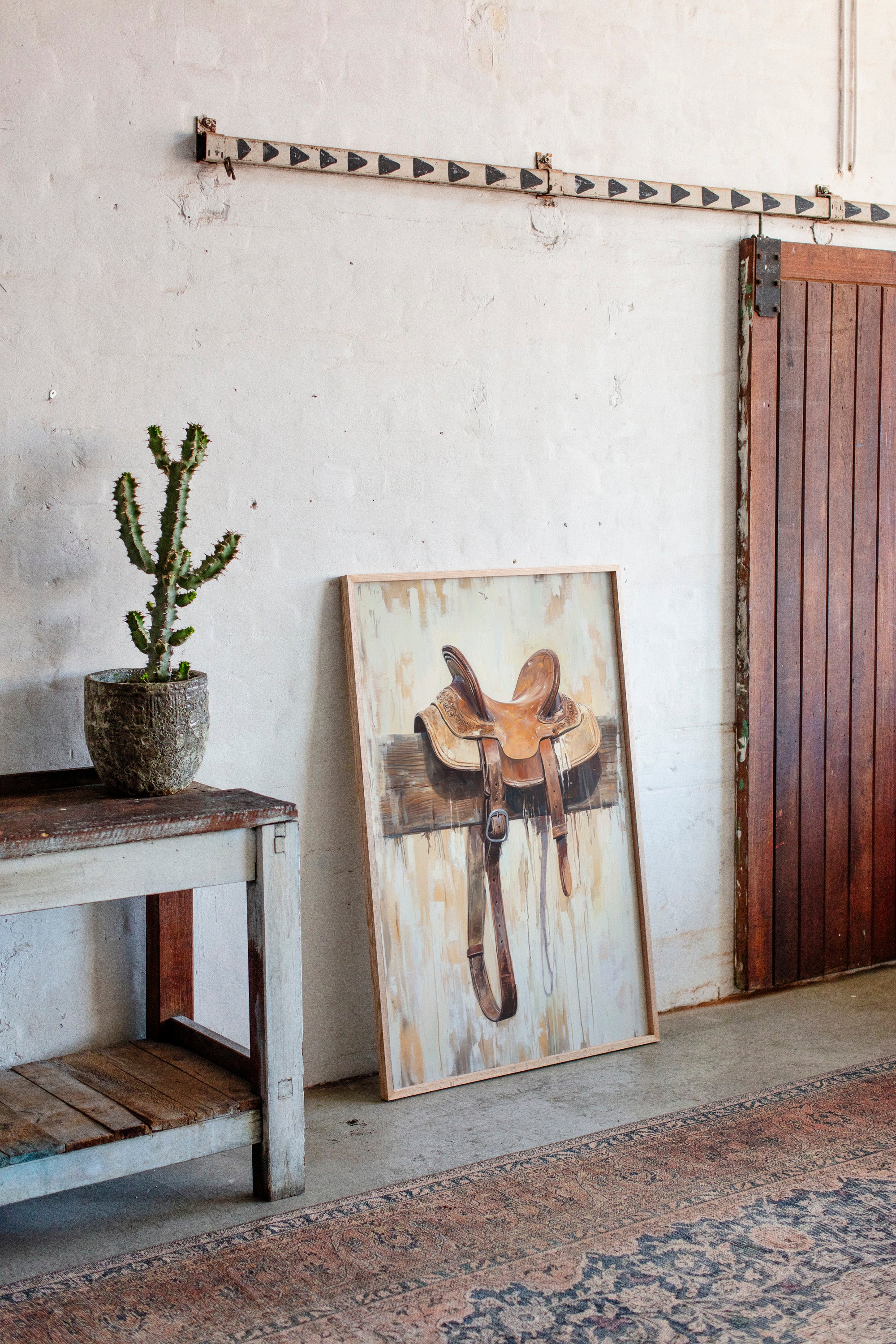 Image of Weathered Rest: Western Saddle Still Life
