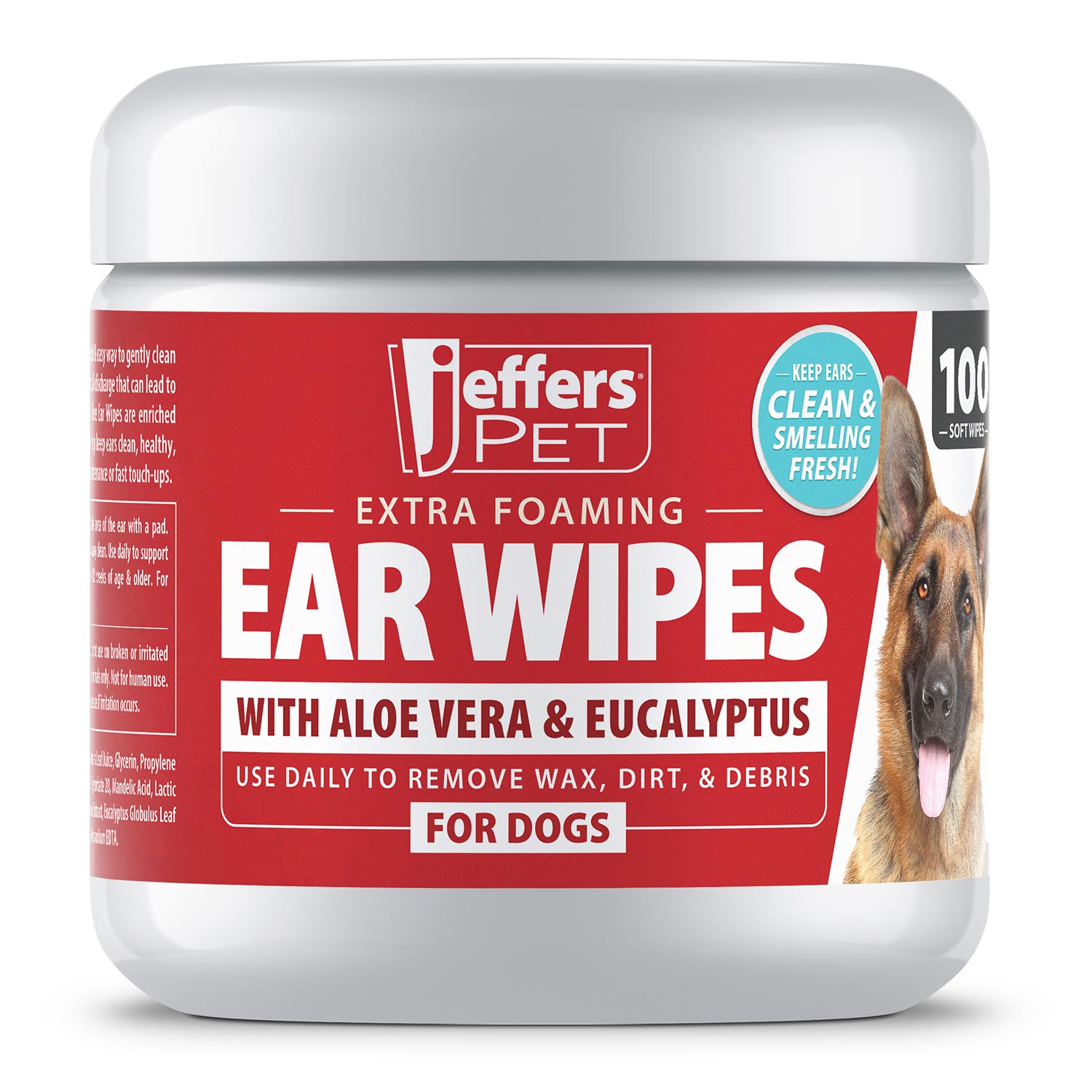 Image of Jeffers Dog Ear Cleaning Wipes, 100 Count