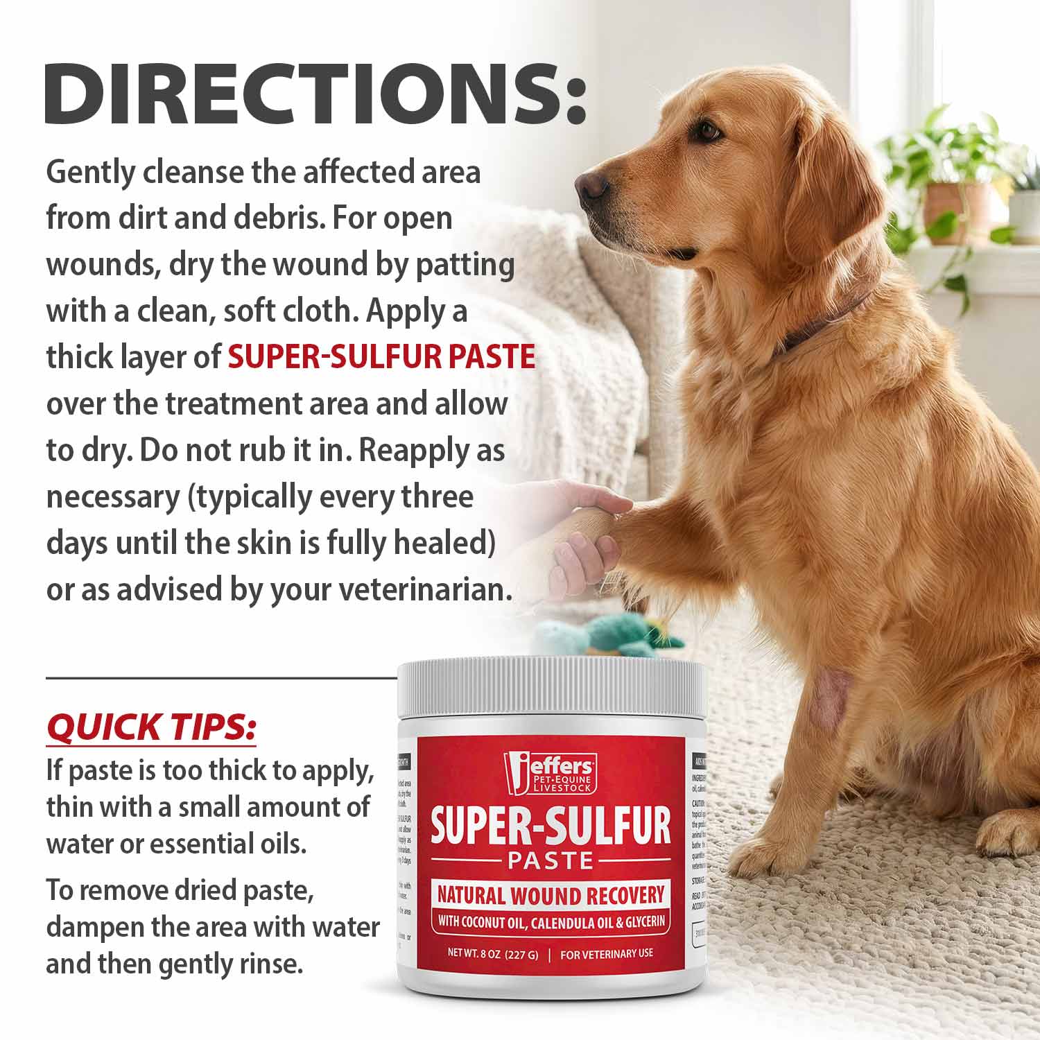 Image of Jeffers Super-Sulfur Skin & Wound Healing Paste for Pets, Horses, & Livestock