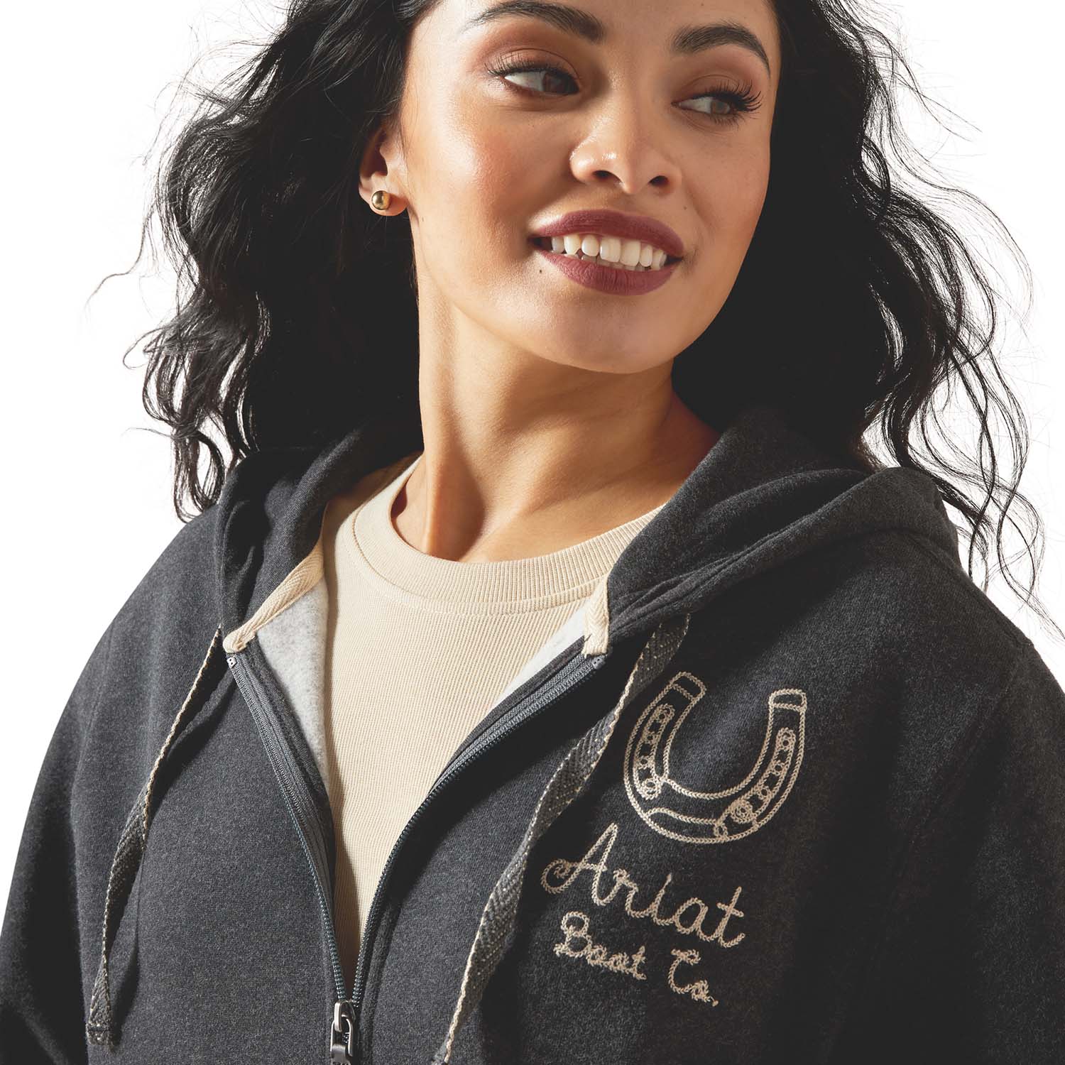 Image of Ariat Womens Stitched Horseshoe Full Zip Hoodie