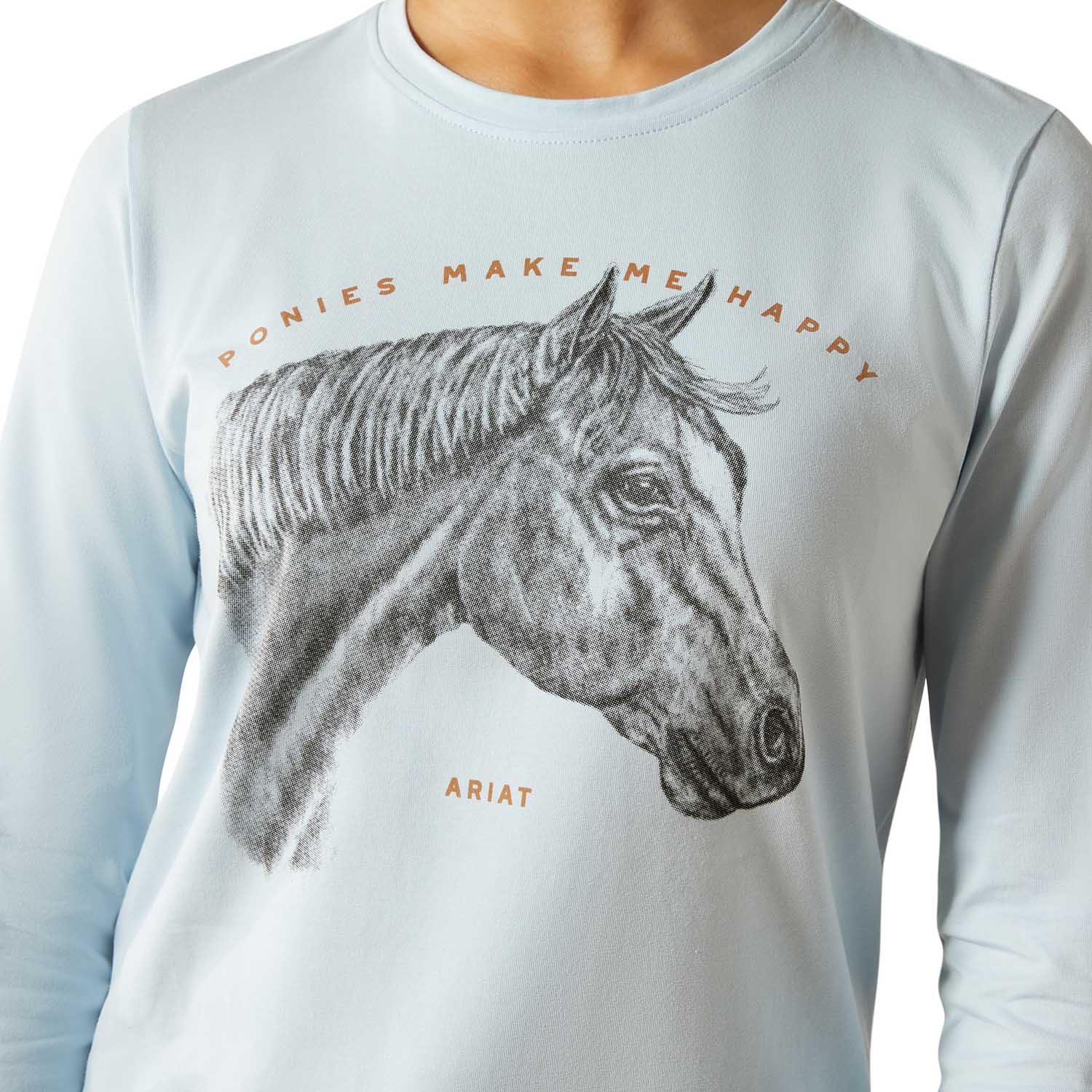 Image of Ariat Youth Happy Long Sleeve Shirt – Organic Cotton Kids Equestrian Tee for Horse Lovers