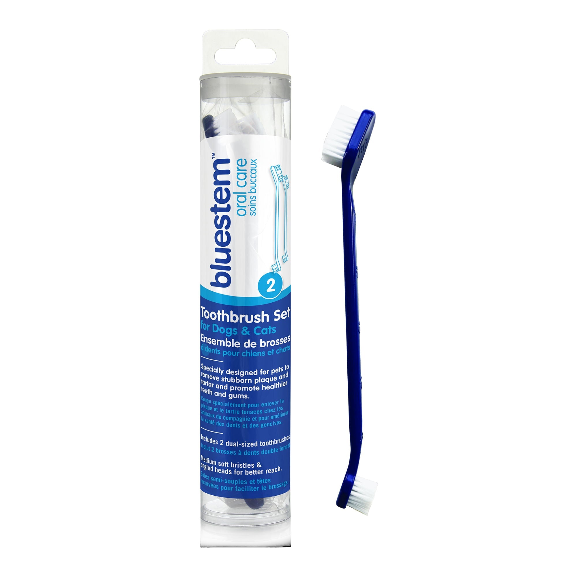 Image of Bluestem Dual-Ended Pet Toothbrush for Dogs and Cats, 2-Pack – Soft Bristles for Dental Care and Oral Hygiene