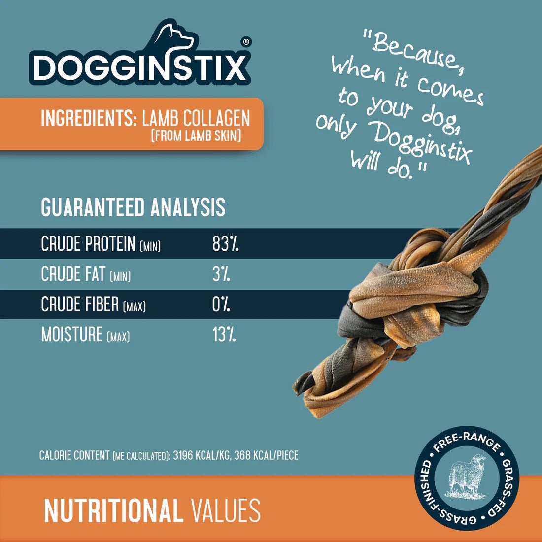 Image of Dogginstix Braided Lamb Collagen Double Knot Dog Chew – Natural, Grass-Fed, Low Fat Treat