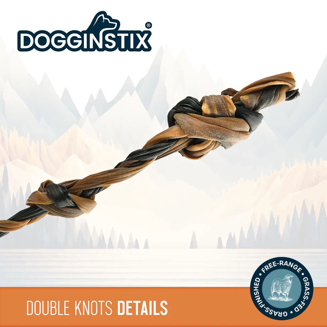 Image of Dogginstix Braided Lamb Collagen Double Knot Dog Chew – Natural, Grass-Fed, Low Fat Treat