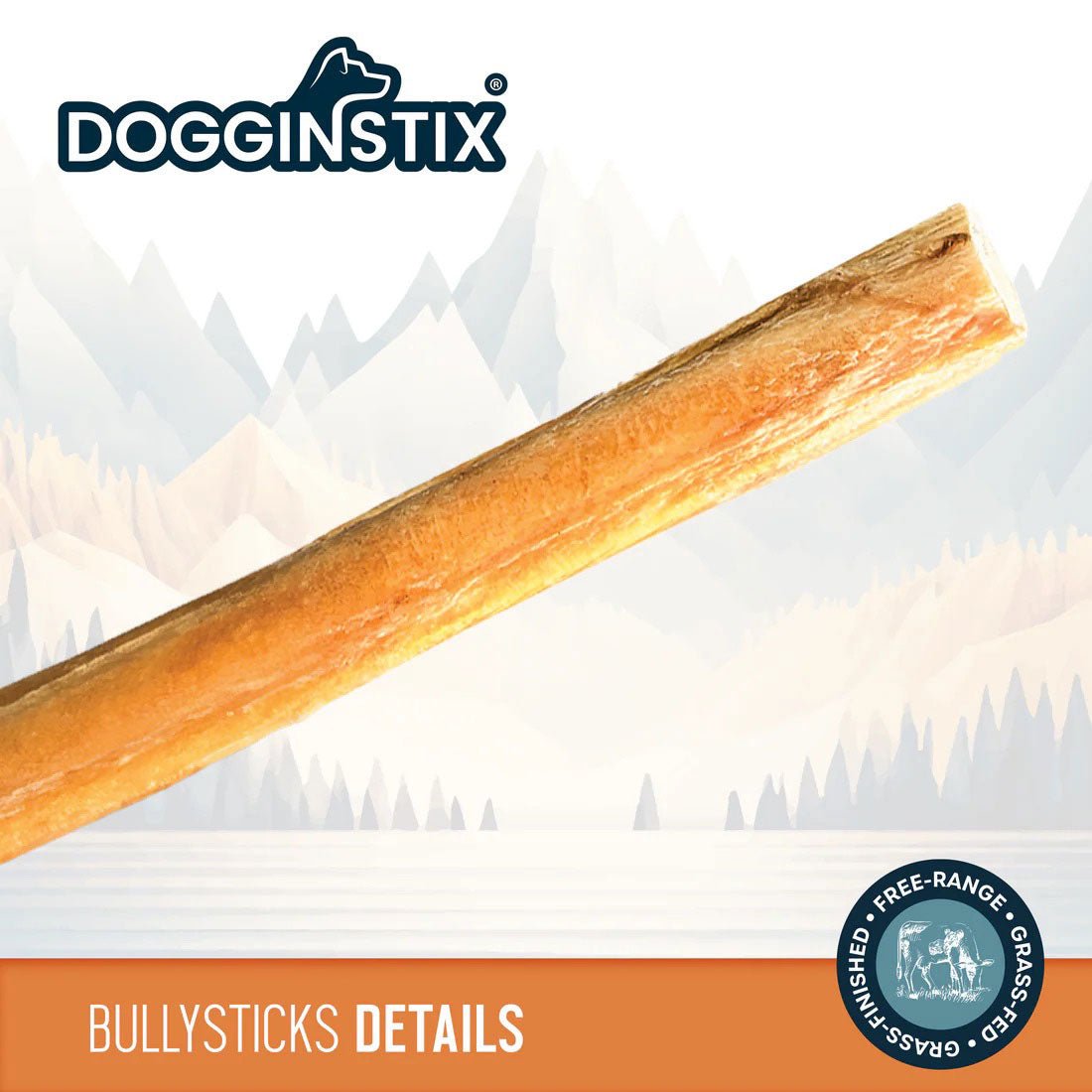 Image of Dogginstix Bully Stick Dog Chew, All-Natural, Grass-Fed Beef, Odor-Free