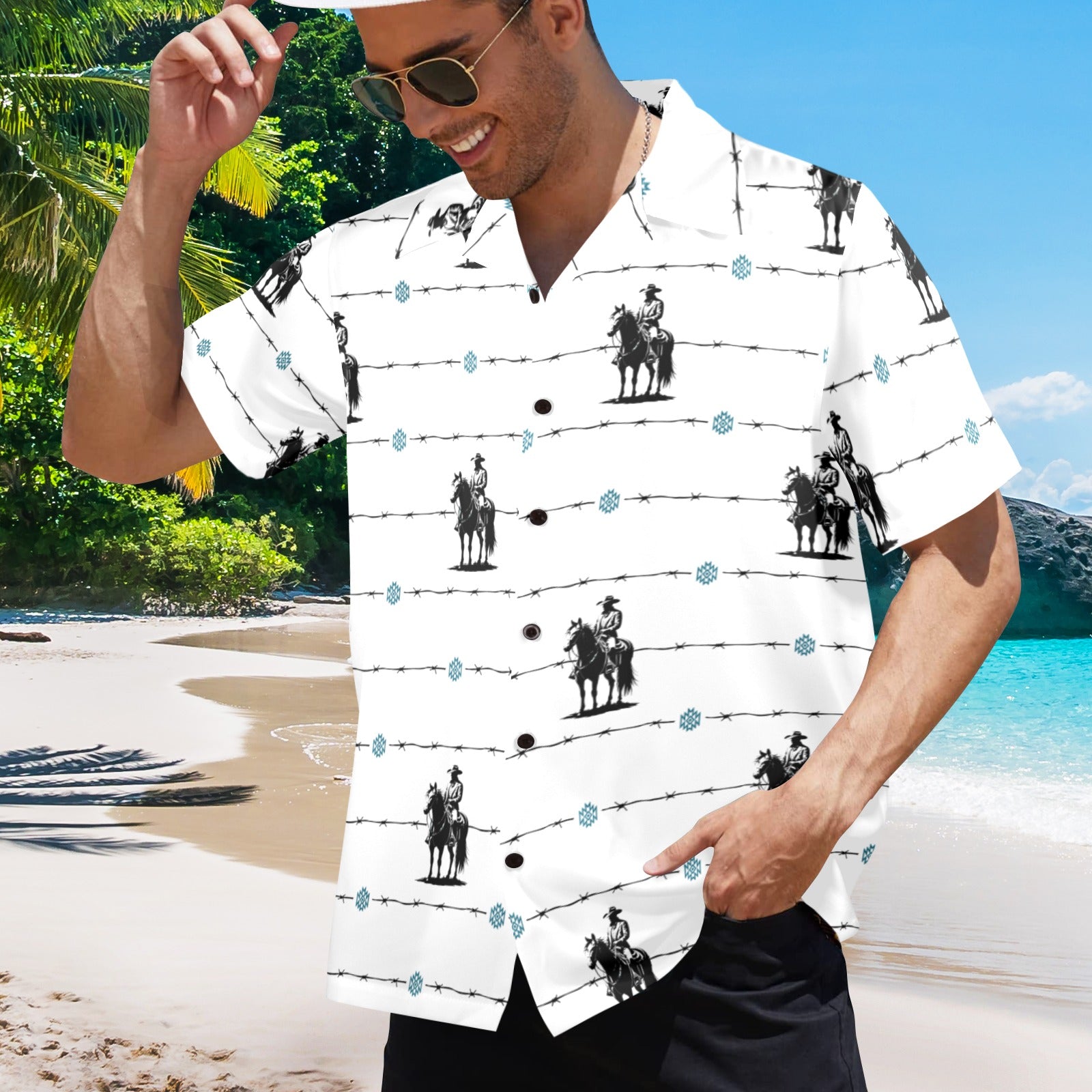 Image of Baha Ranch Saddle Up Western Hawaiian Shirt Made in America