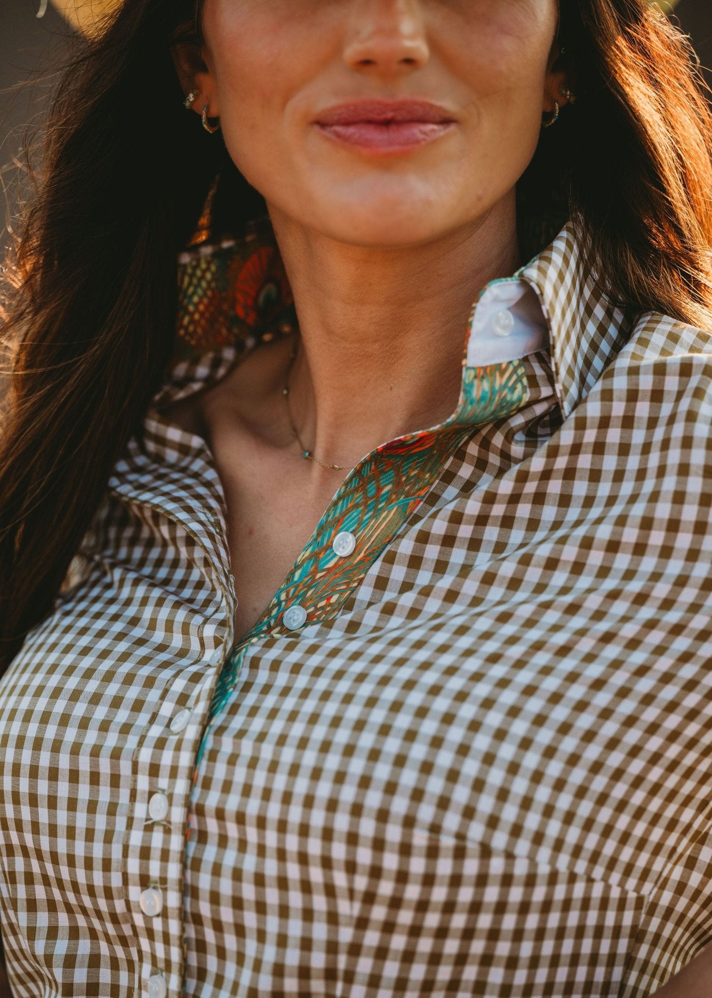Image of Olive Gingham Women's Western Shirt | Core Collection
