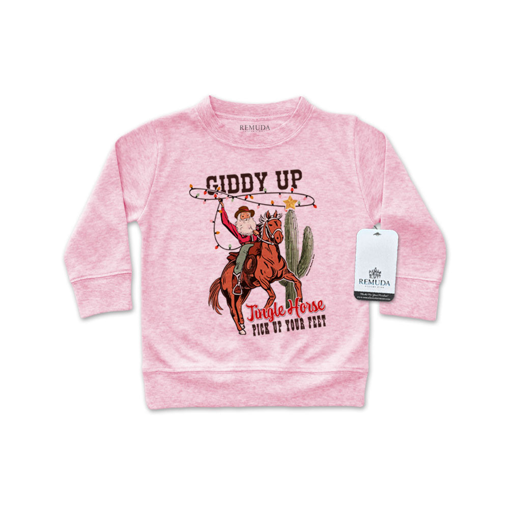 Image of Giddy Up Jingle Horse - Western Infant Long Sleeve Christmas Pullover Shirt