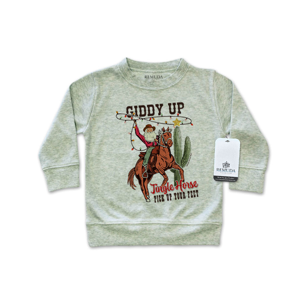 Image of Giddy Up Jingle Horse - Western Infant Long Sleeve Christmas Pullover Shirt