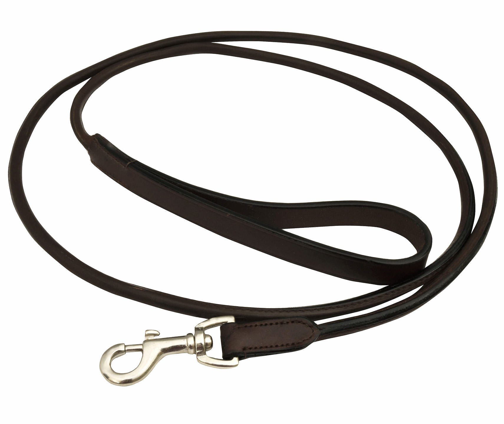 Image of Jeffers Rolled Brown Leather Dog Leash with Hand Strap, 6'L