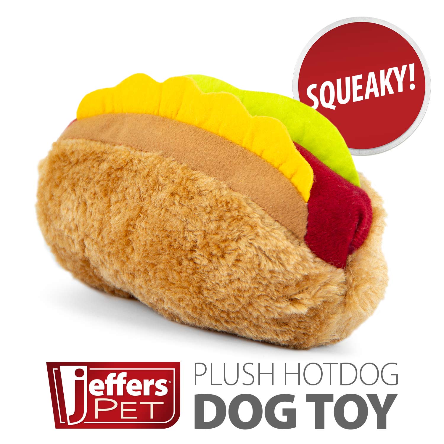 Image of Jeffers American Grill Time Plush Squeaker Dog Toys - Hamburger or Hot Dog