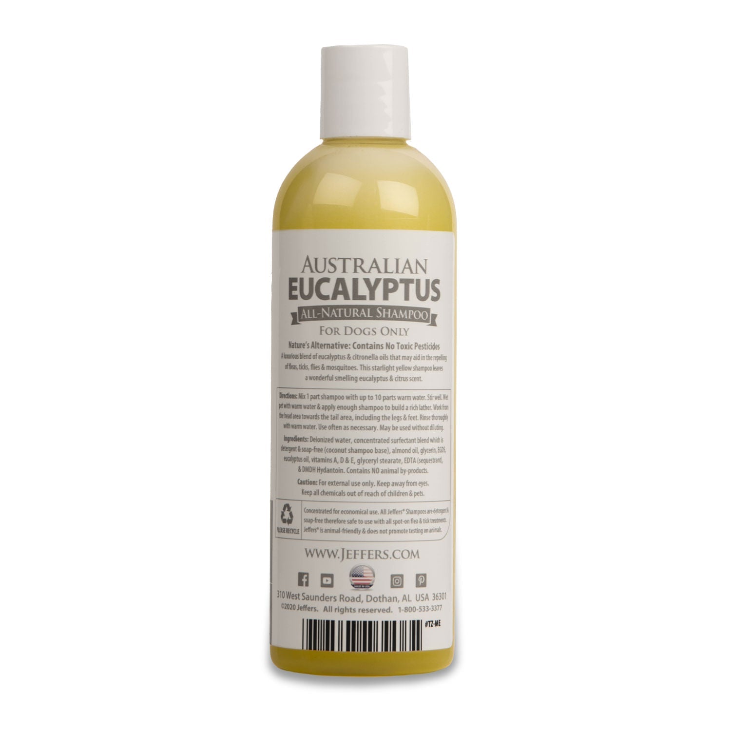 Image of Jeffers Australian Eucalyptus All-Natural Dog Shampoo - Aids in Repelling Fleas, Ticks, Flies & Mosquitos