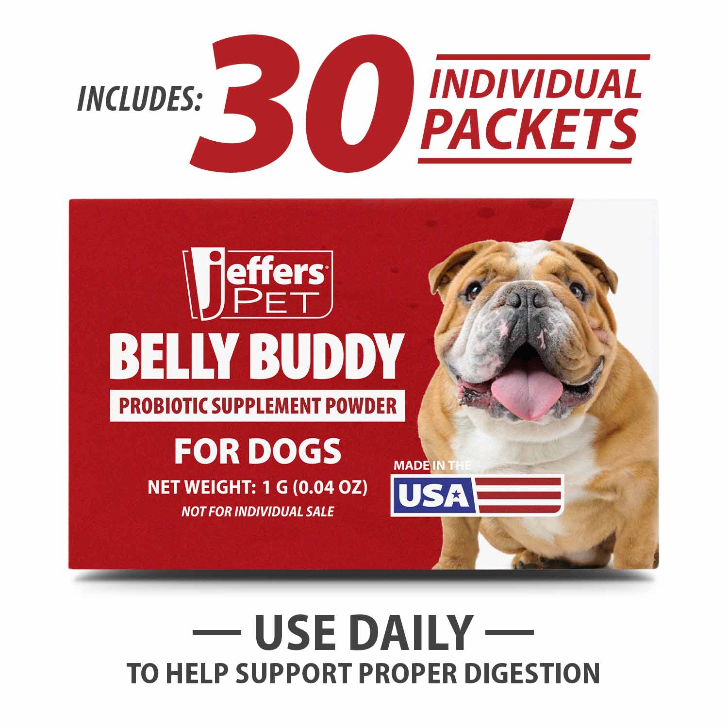 Image of Jeffers BELLY BUDDY Probiotic Supplement Powder for Dogs – Multi-Strain Digestive & Immune Support