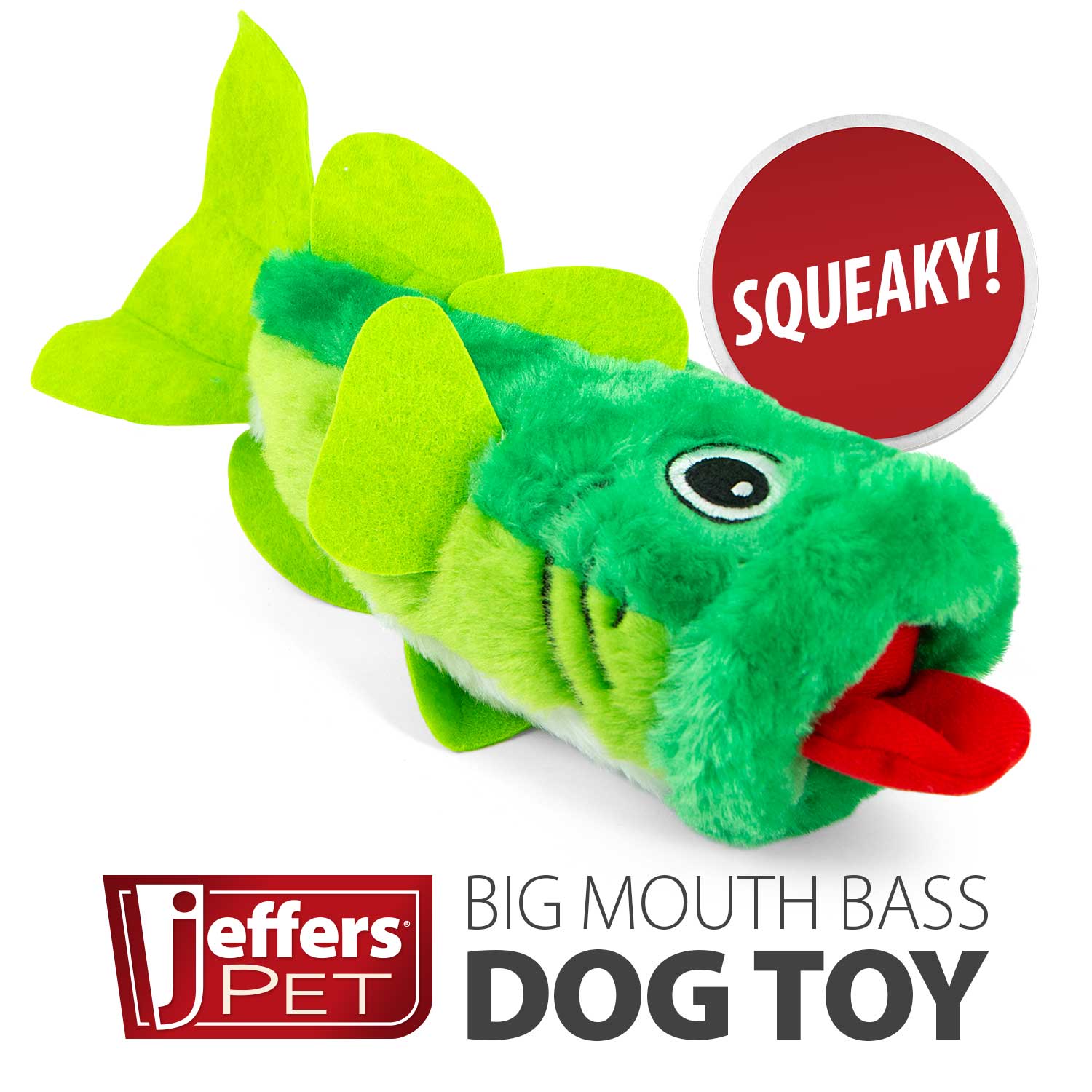 Image of Jeffers Big Mouth Bass Plush Squeaker Dog Toy