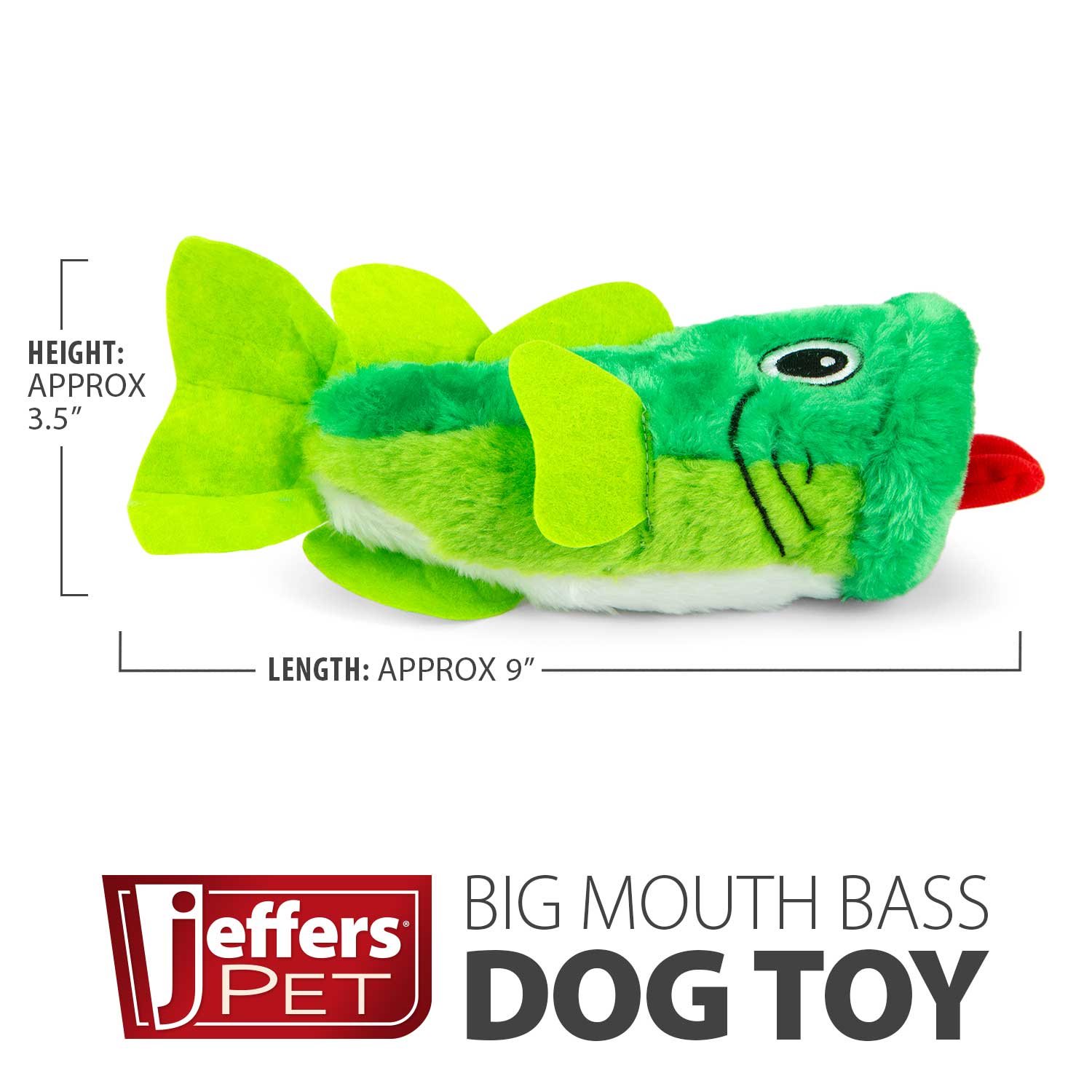 Image of Jeffers Big Mouth Bass Plush Squeaker Dog Toy