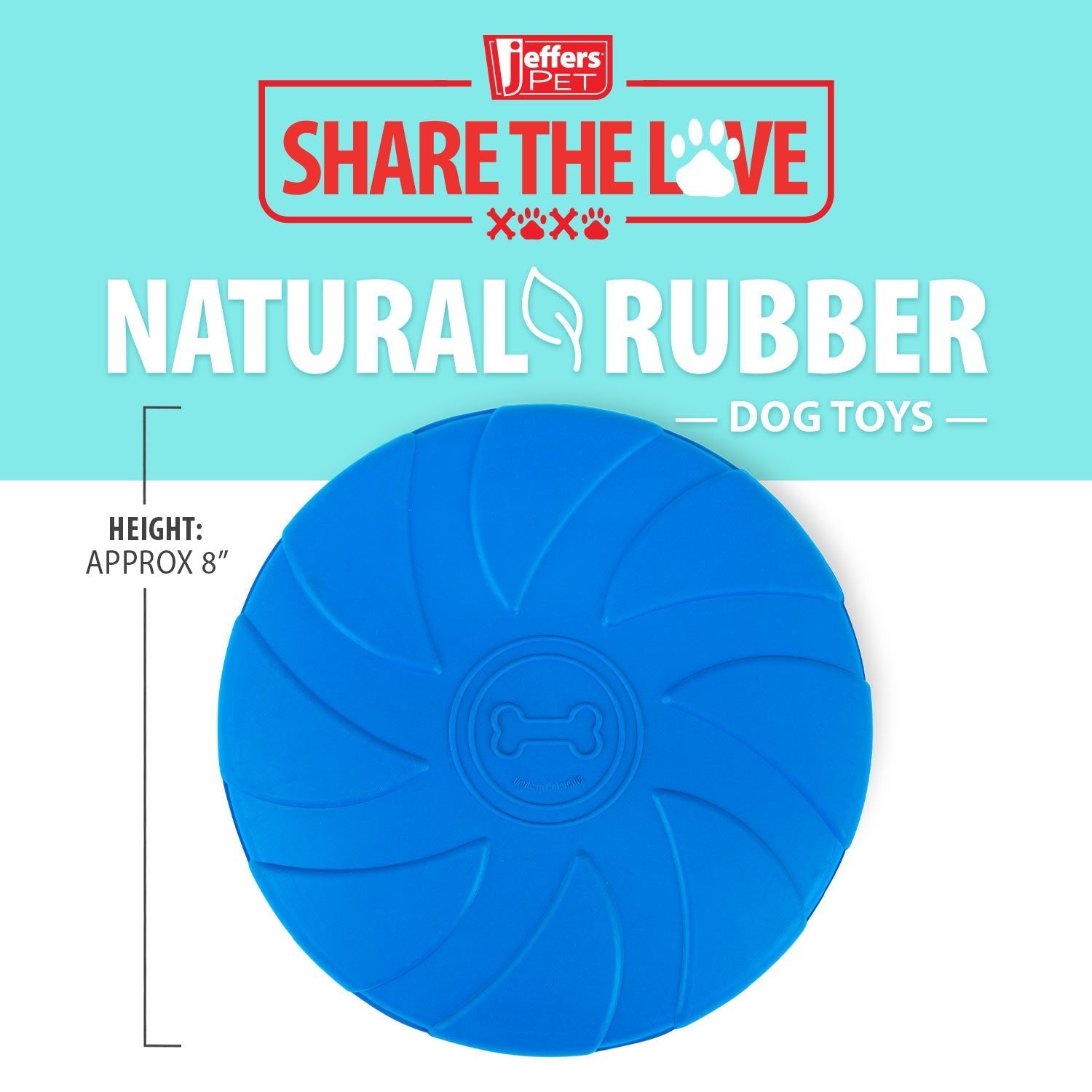 Image of Jeffers Blue Bone Stamped Frisbee Natural Rubber 8 Inch Dog Toy for Fetching & Chewing