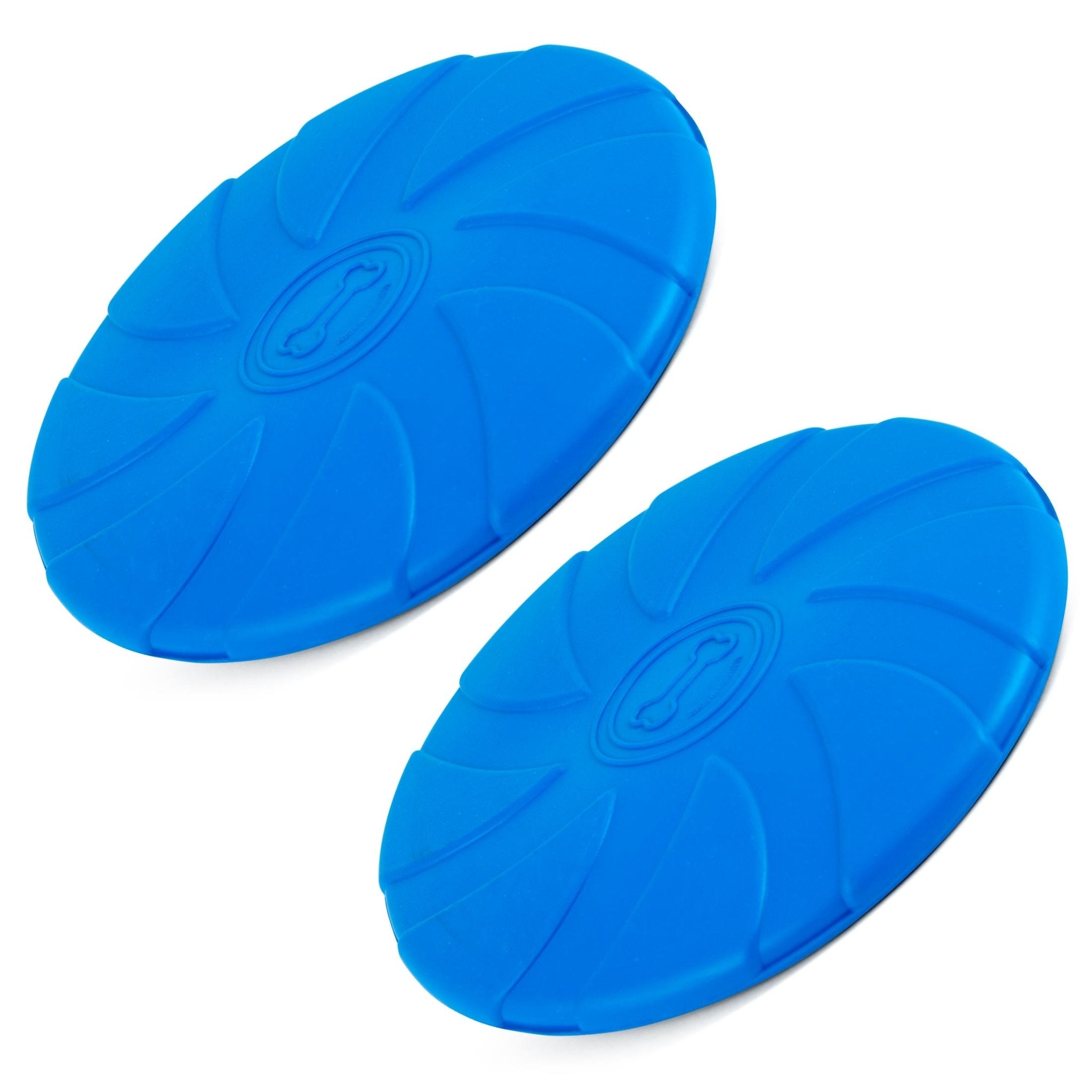 Image of Jeffers Blue Bone Stamped Frisbee Natural Rubber 8 Inch Dog Toy for Fetching & Chewing