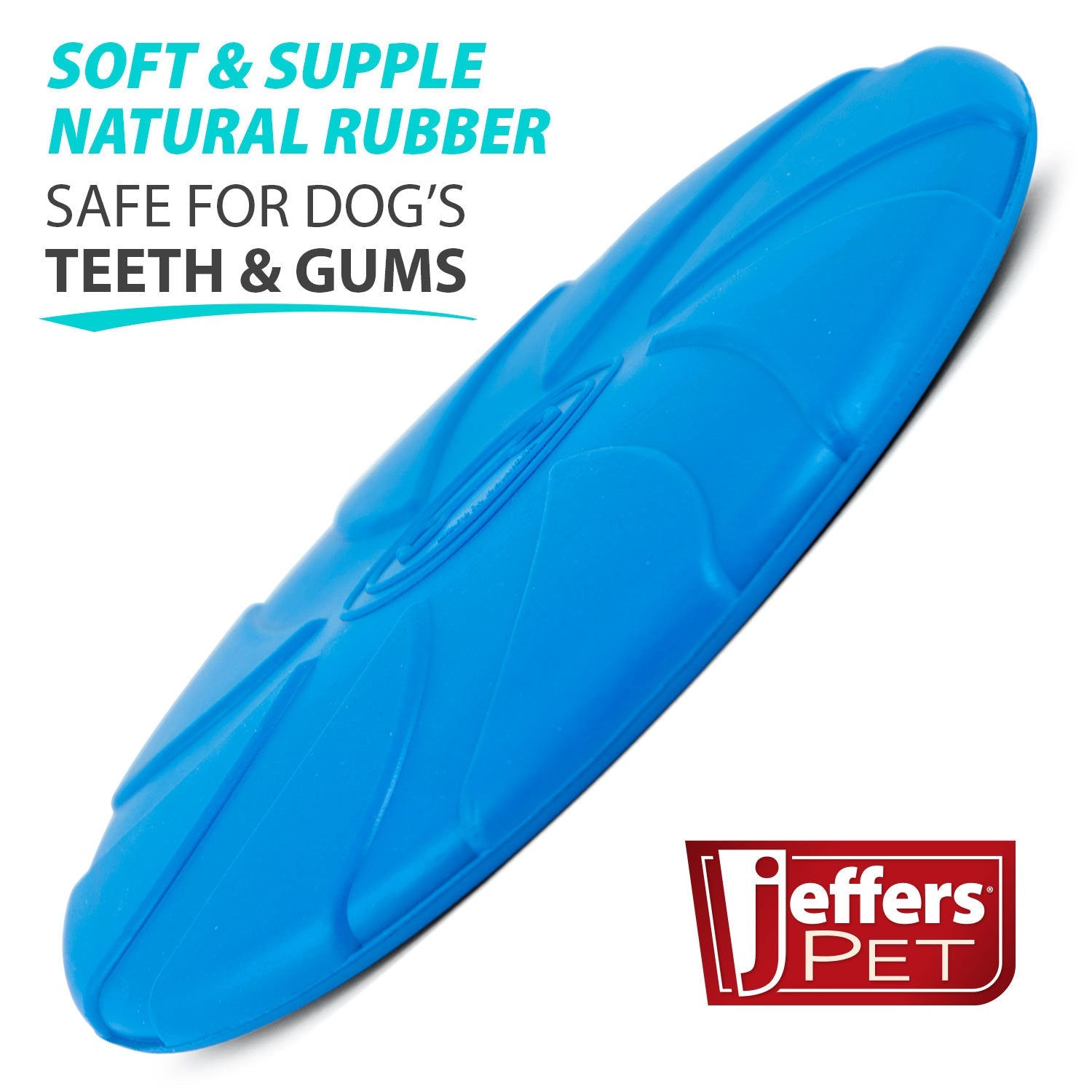 Image of Jeffers Blue Bone Stamped Frisbee Natural Rubber 8 Inch Dog Toy for Fetching & Chewing