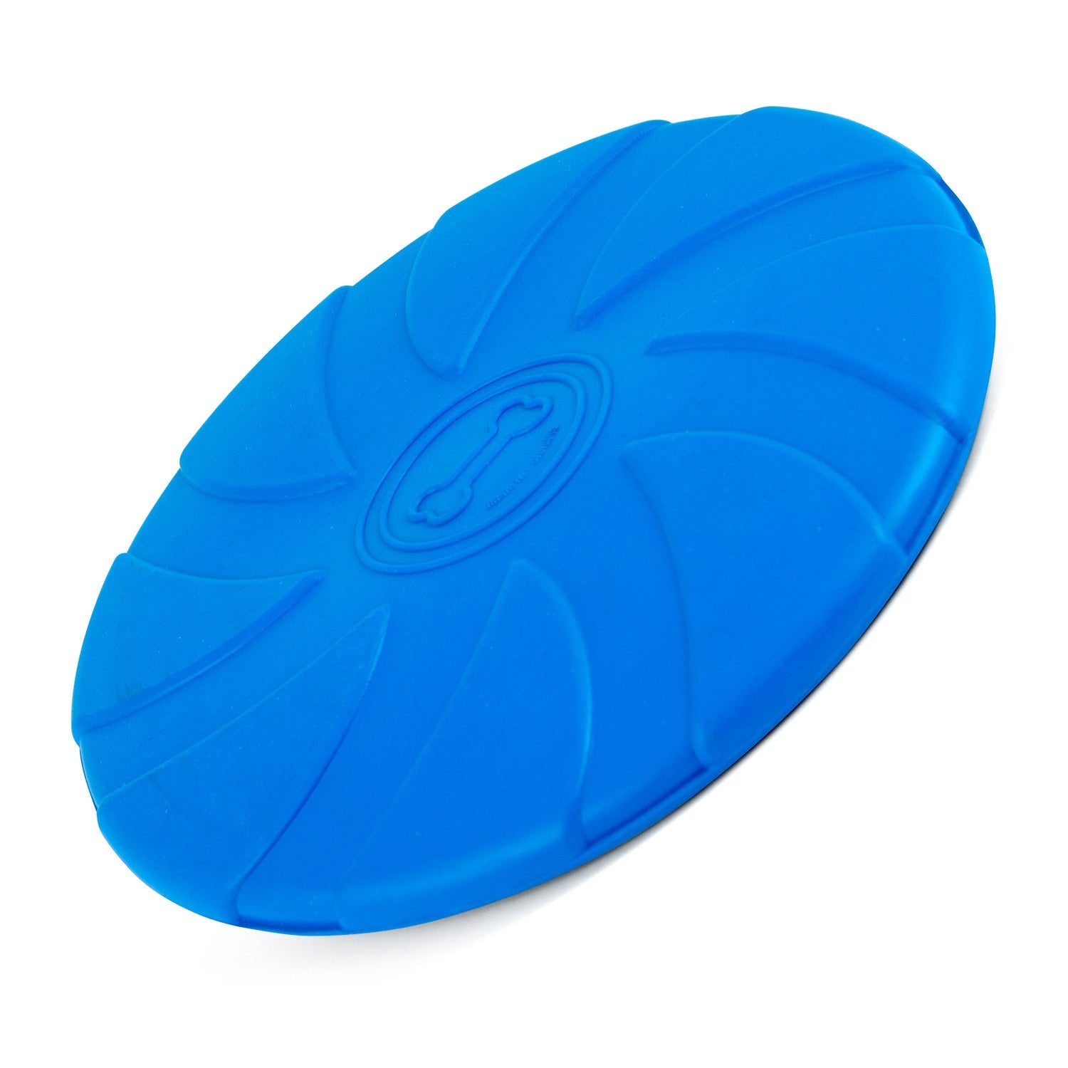 Image of Jeffers Blue Bone Stamped Frisbee Natural Rubber 8 Inch Dog Toy for Fetching & Chewing
