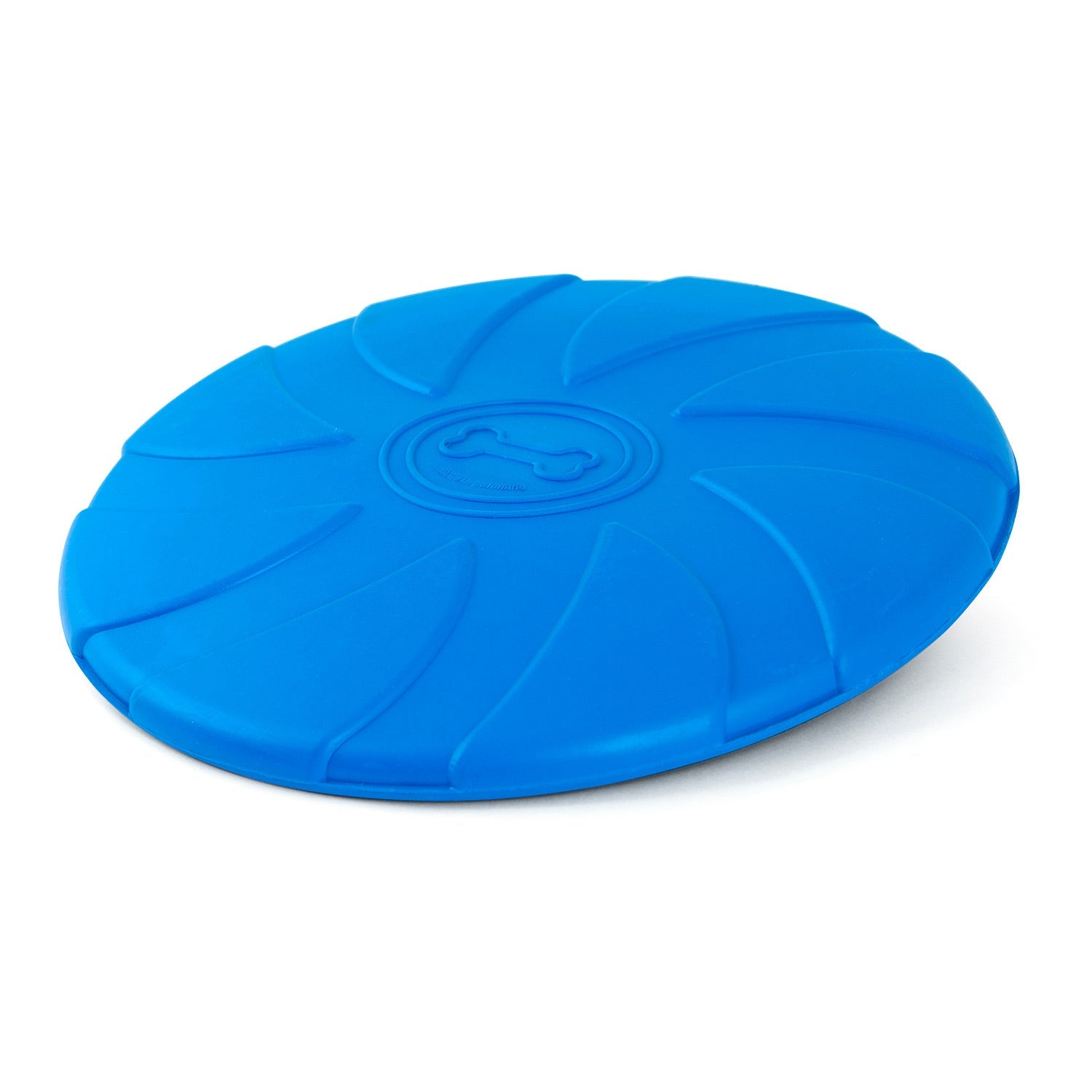 Image of Jeffers Blue Bone Stamped Frisbee Natural Rubber 8 Inch Dog Toy for Fetching & Chewing