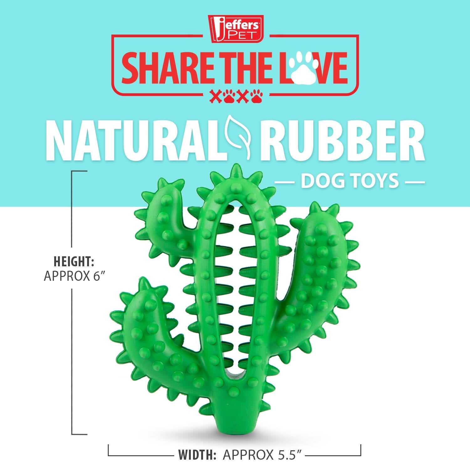 Image of Jeffers Cactus Natural Rubber Dental Chew Toy for Dogs for Healthy Chewing Habits