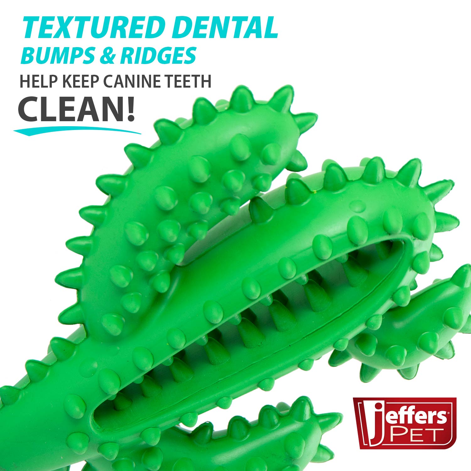 Image of Jeffers Cactus Natural Rubber Dental Chew Toy for Dogs for Healthy Chewing Habits