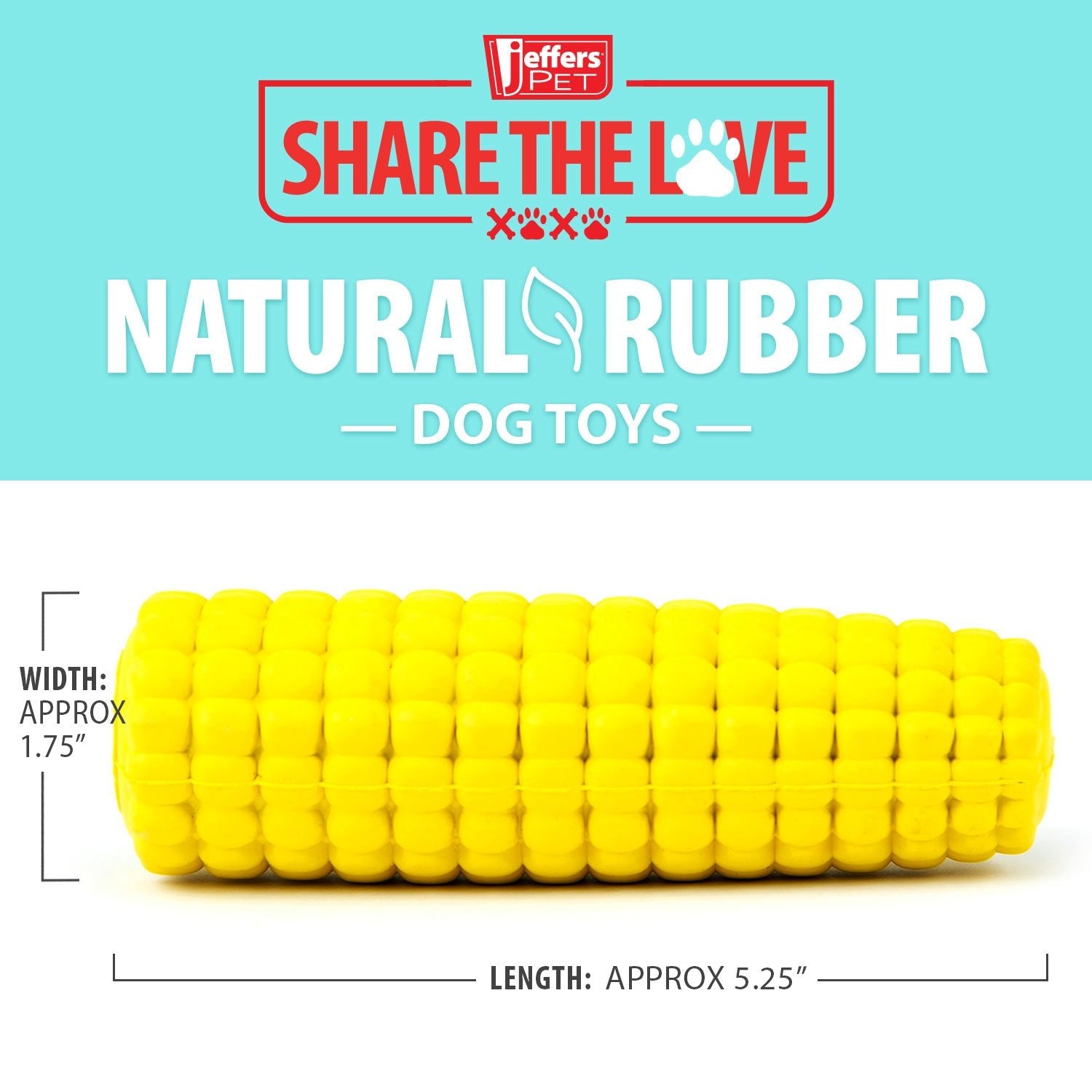 Image of Jeffers Corn Cob Natural Rubber Treat Dispensing Dog Chew Toy with Dental Benefits