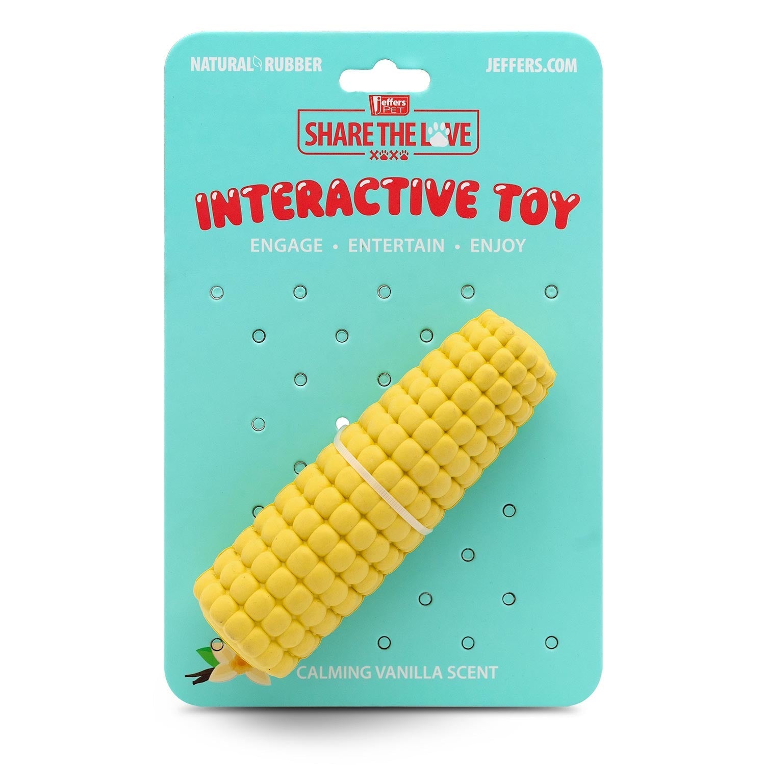Image of Jeffers Corn Cob Natural Rubber Treat Dispensing Dog Chew Toy with Dental Benefits