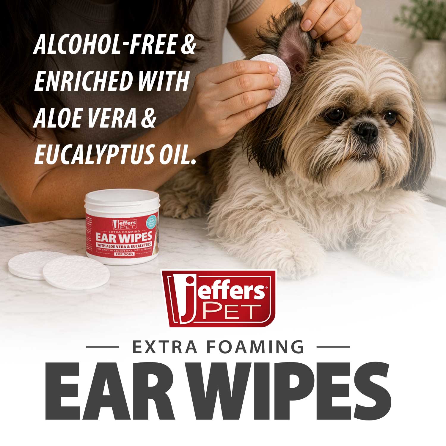 Image of Jeffers Dog Ear Cleaning Wipes, 100 Count