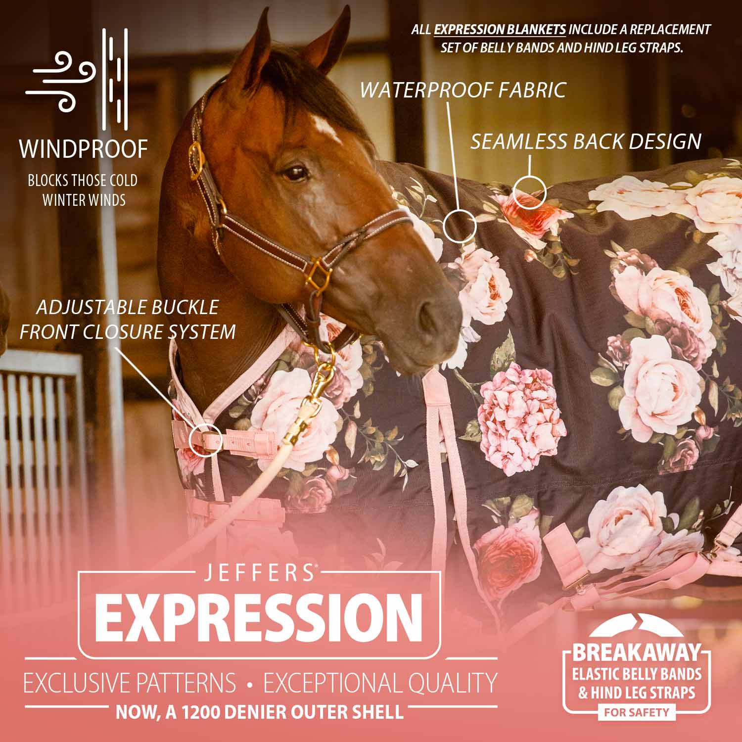 Image of Jeffers Expression 1200 Denier Standard Neck Horse Turnout Sheet, 0 Gram