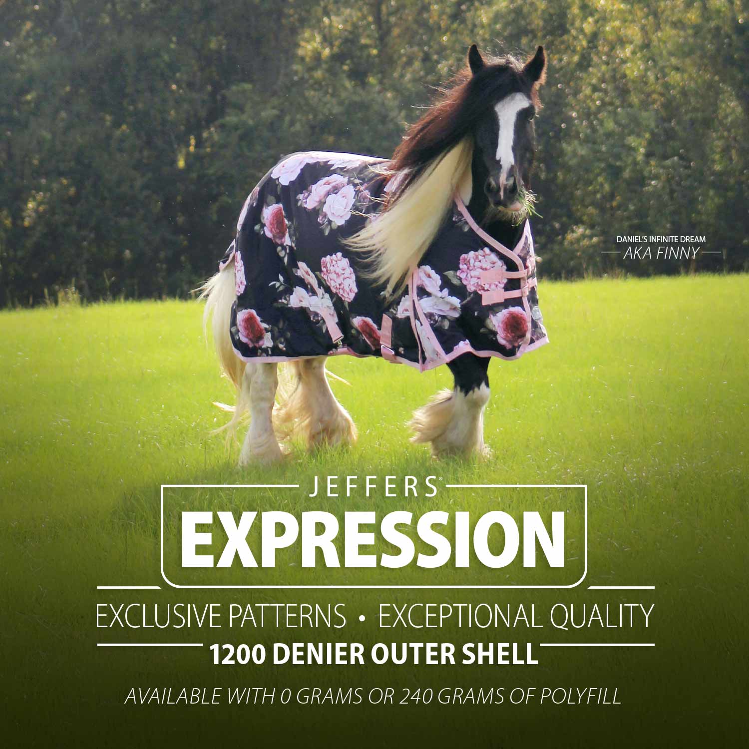 Image of Jeffers Expression 1200 Denier Standard Neck Horse Turnout Sheet, 0 Gram