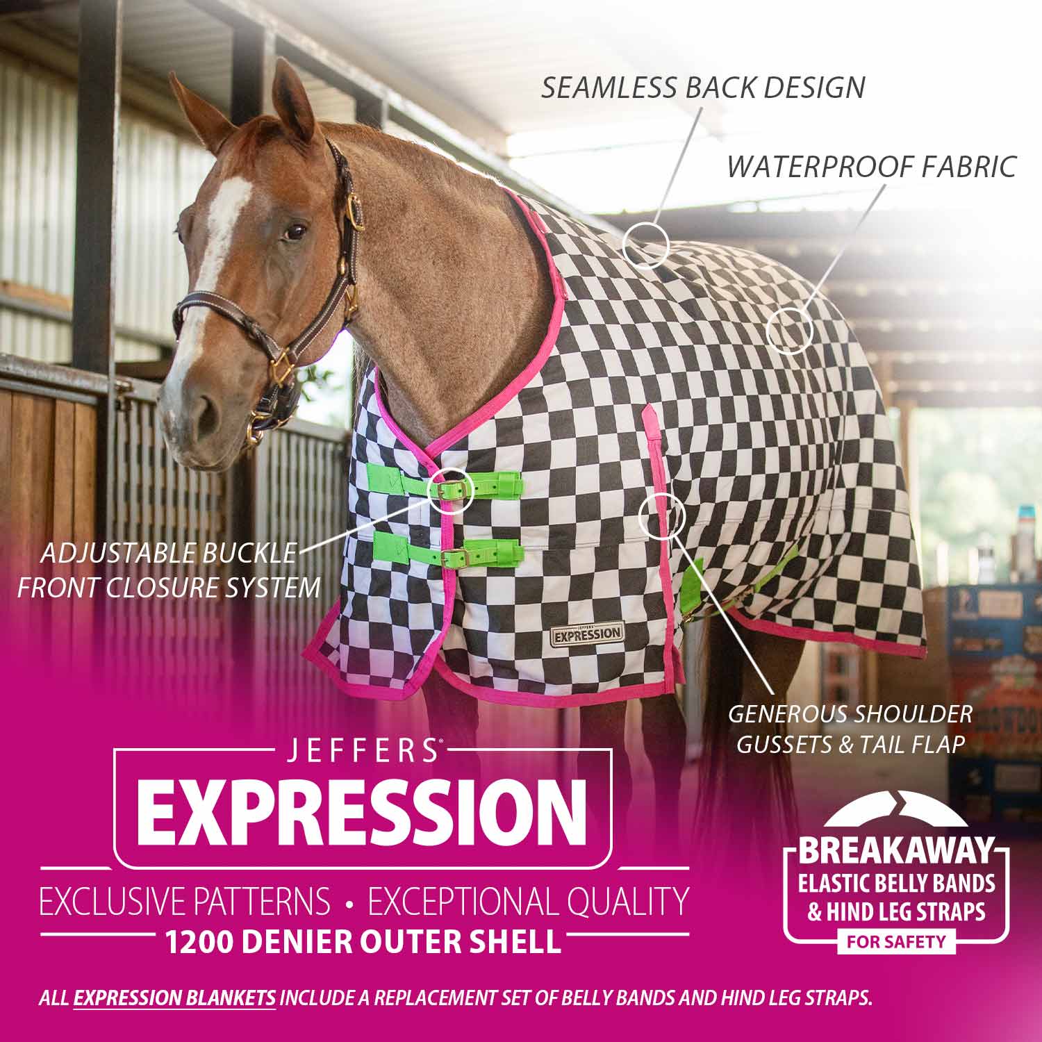 Image of Jeffers Expression 1200 Denier Standard Neck Horse Turnout Sheet, 0 Gram