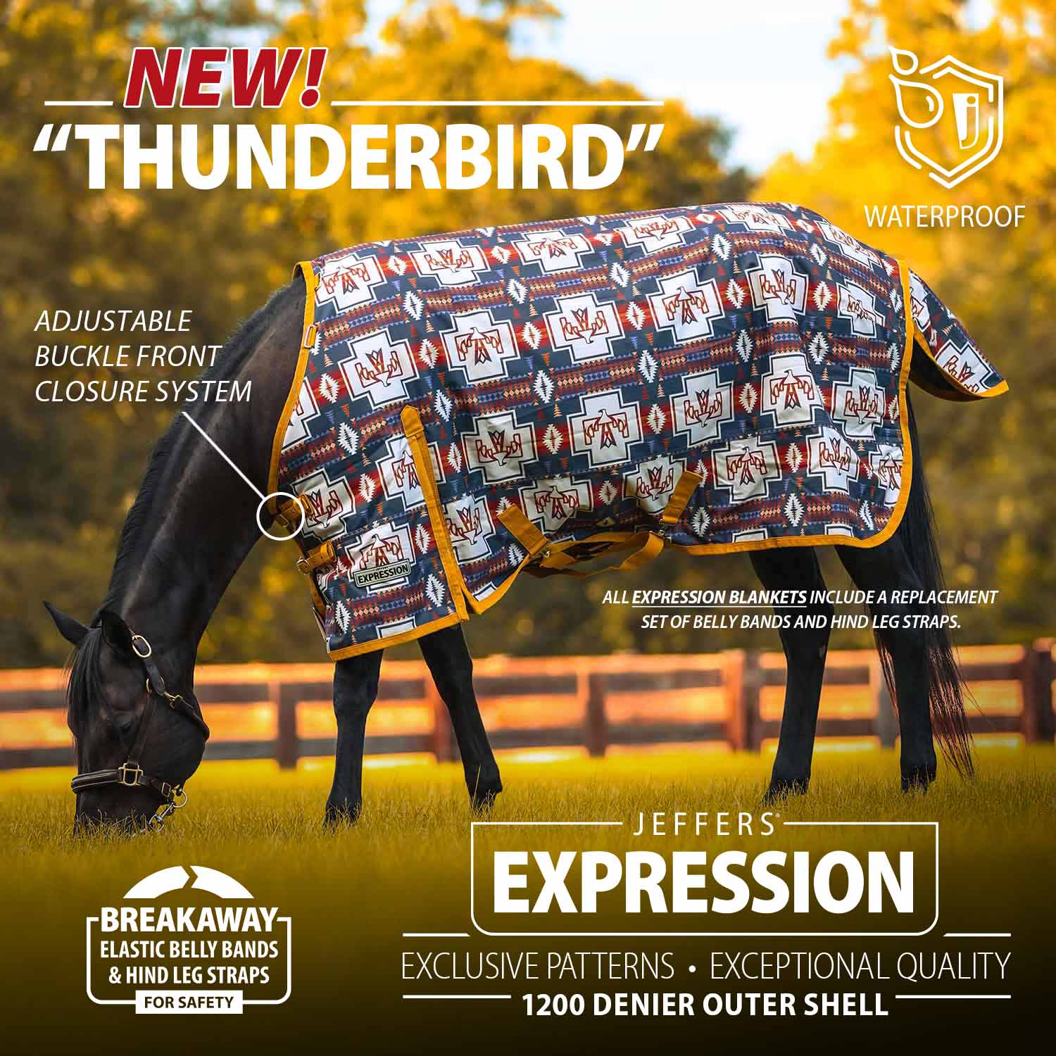 Image of Jeffers Expression 1200 Denier Standard Neck Horse Turnout Sheet, 0 Gram