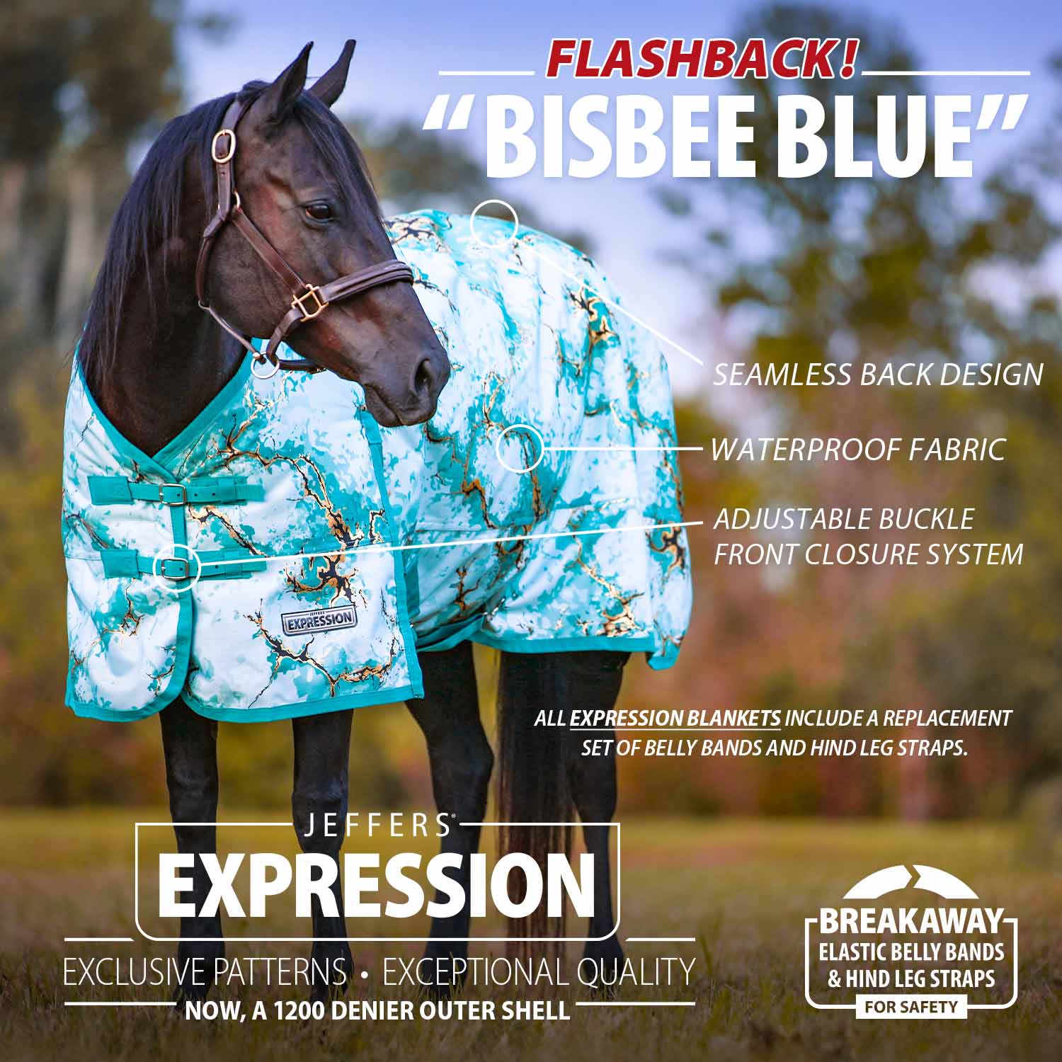 Image of Jeffers Expression 1200 Denier Standard Neck Horse Turnout Sheet, 0 Gram