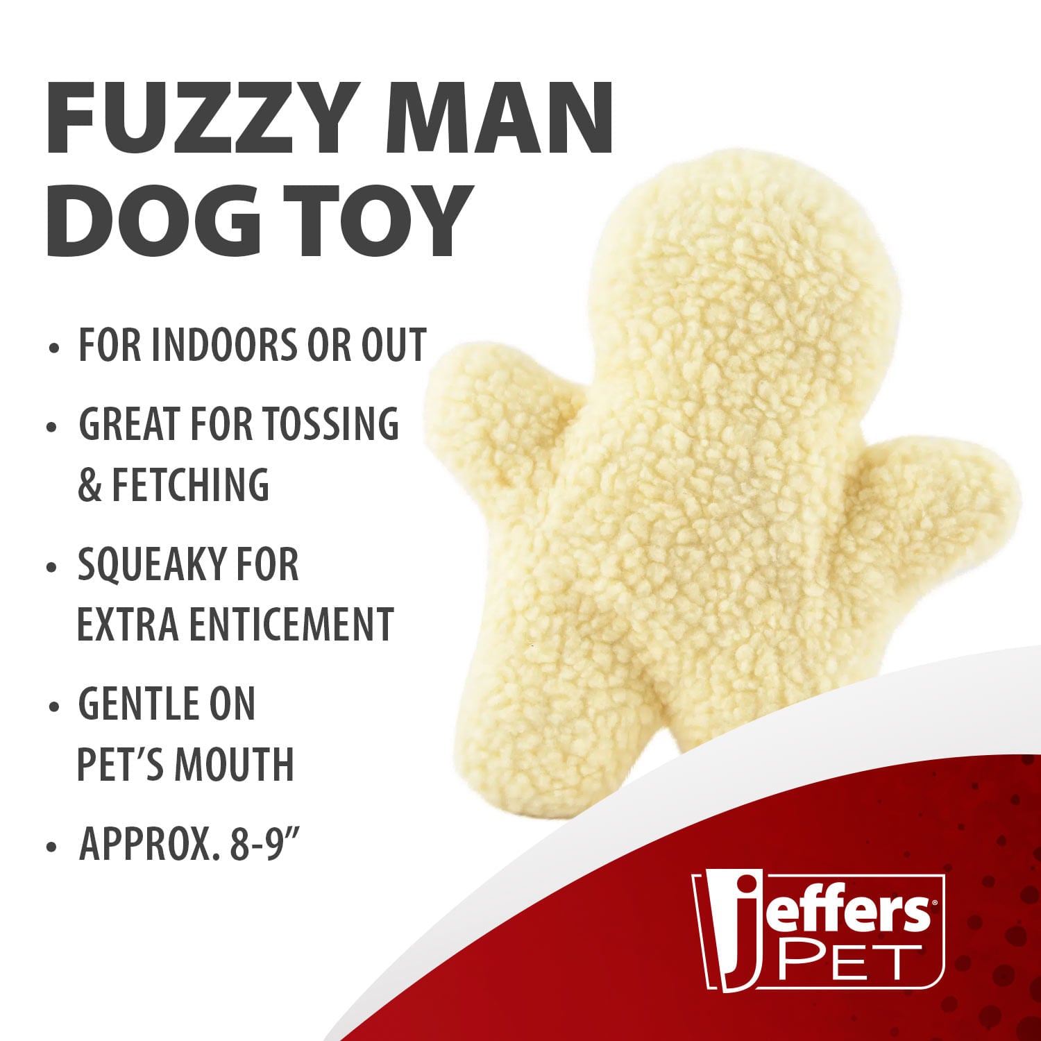 Image of Jeffers Fuzzy Shapes Squeaker Dog Toys, Natural Color, Star/Man/Bone