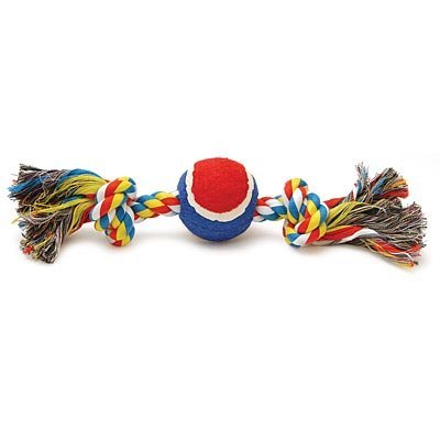 Image of Jeffers Multi-Colored Rope Bone with Ball Dog Toy, 12
