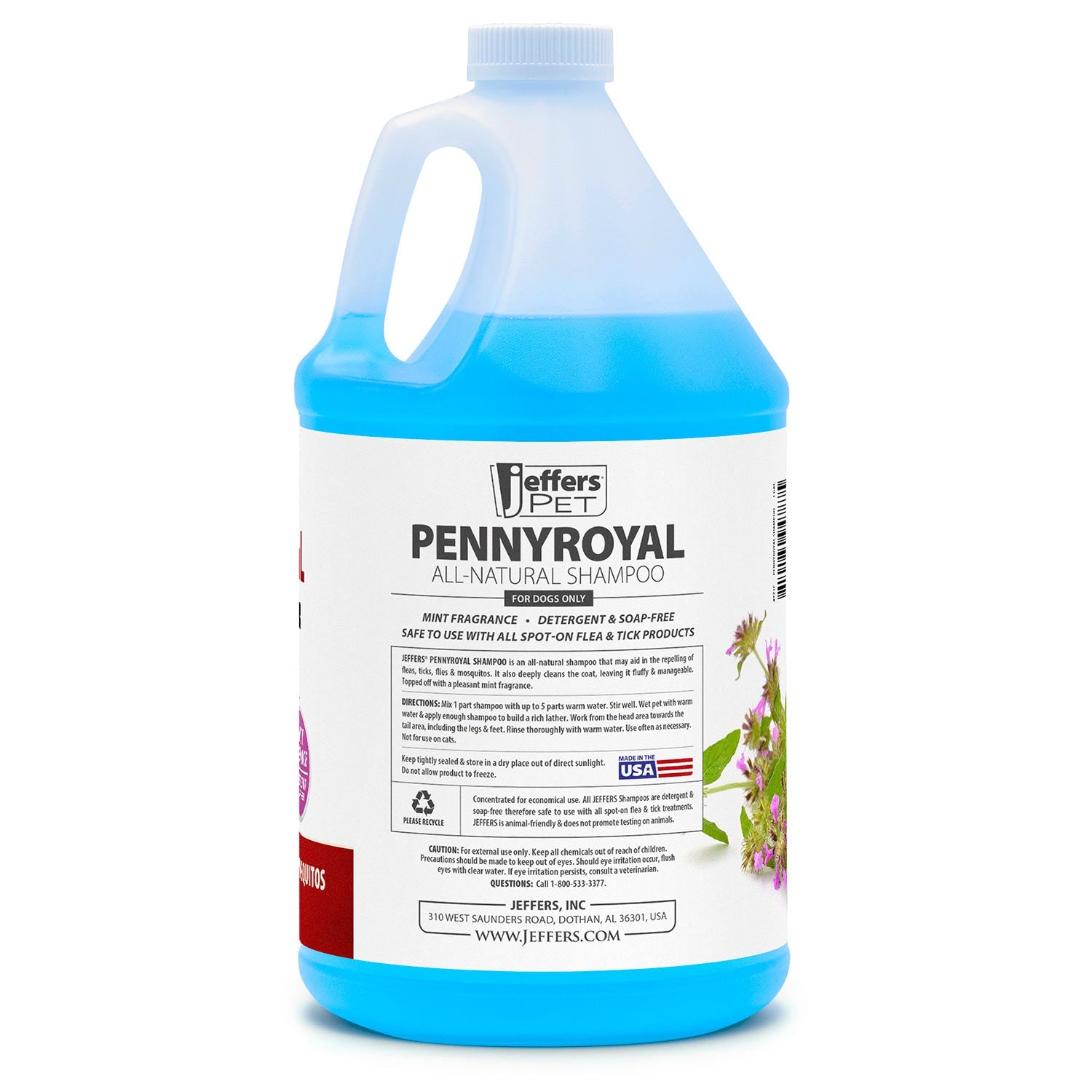 Image of Jeffers Natural Flea & Tick Pennyroyal Dog Shampoo - Aids in Repelling Fleas, Ticks, Flies & Mosquitos