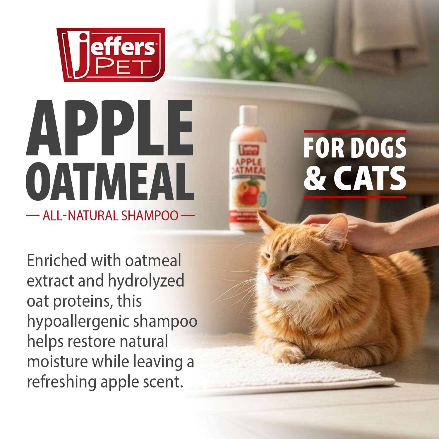 Image of Jeffers Pet Apple Oatmeal All-Natural Hypoallergenic Dry Skin Shampoo for Dogs and Cats