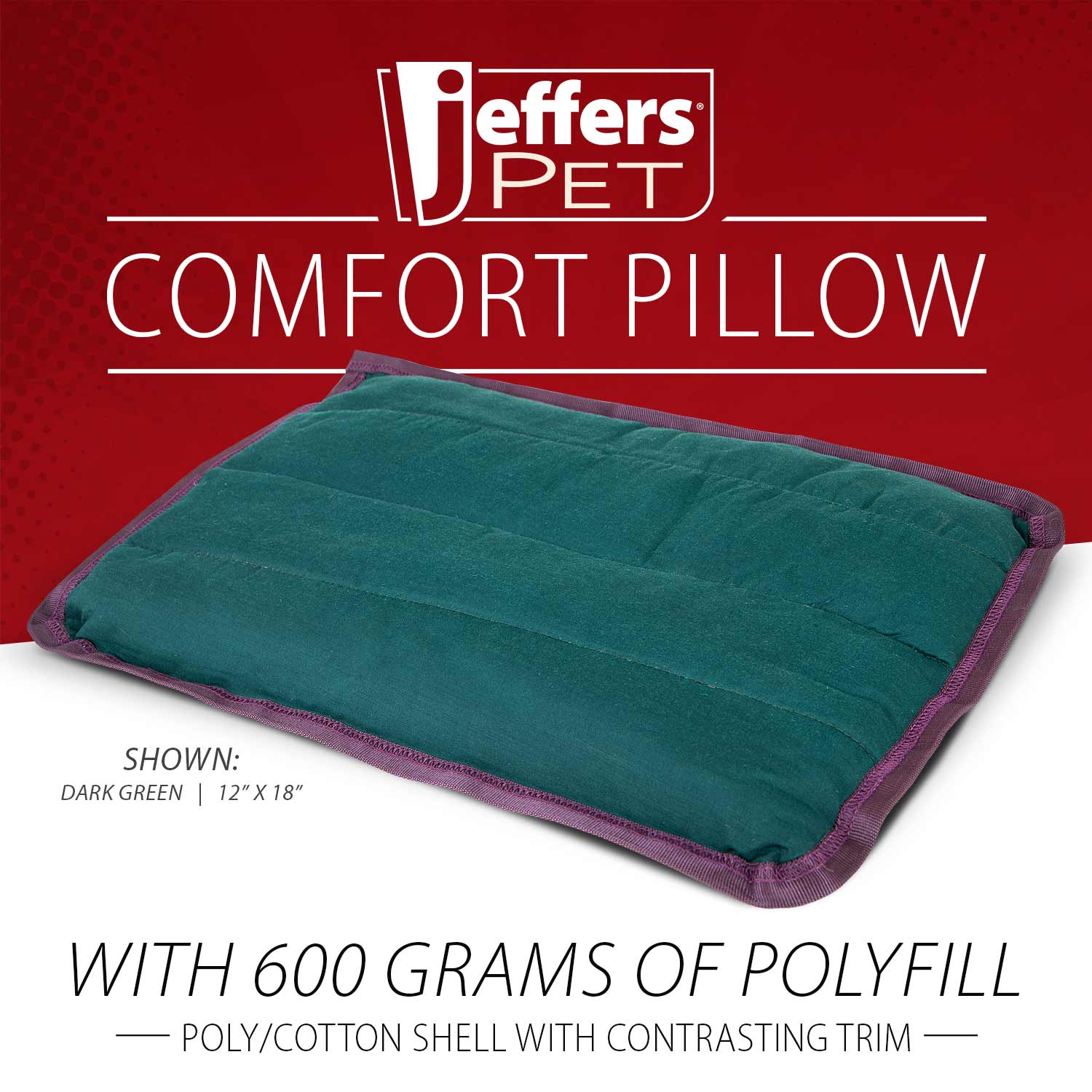 Image of Jeffers Pet Washable Comfy Dog Pillow for Crates, Carriers, or Lounging