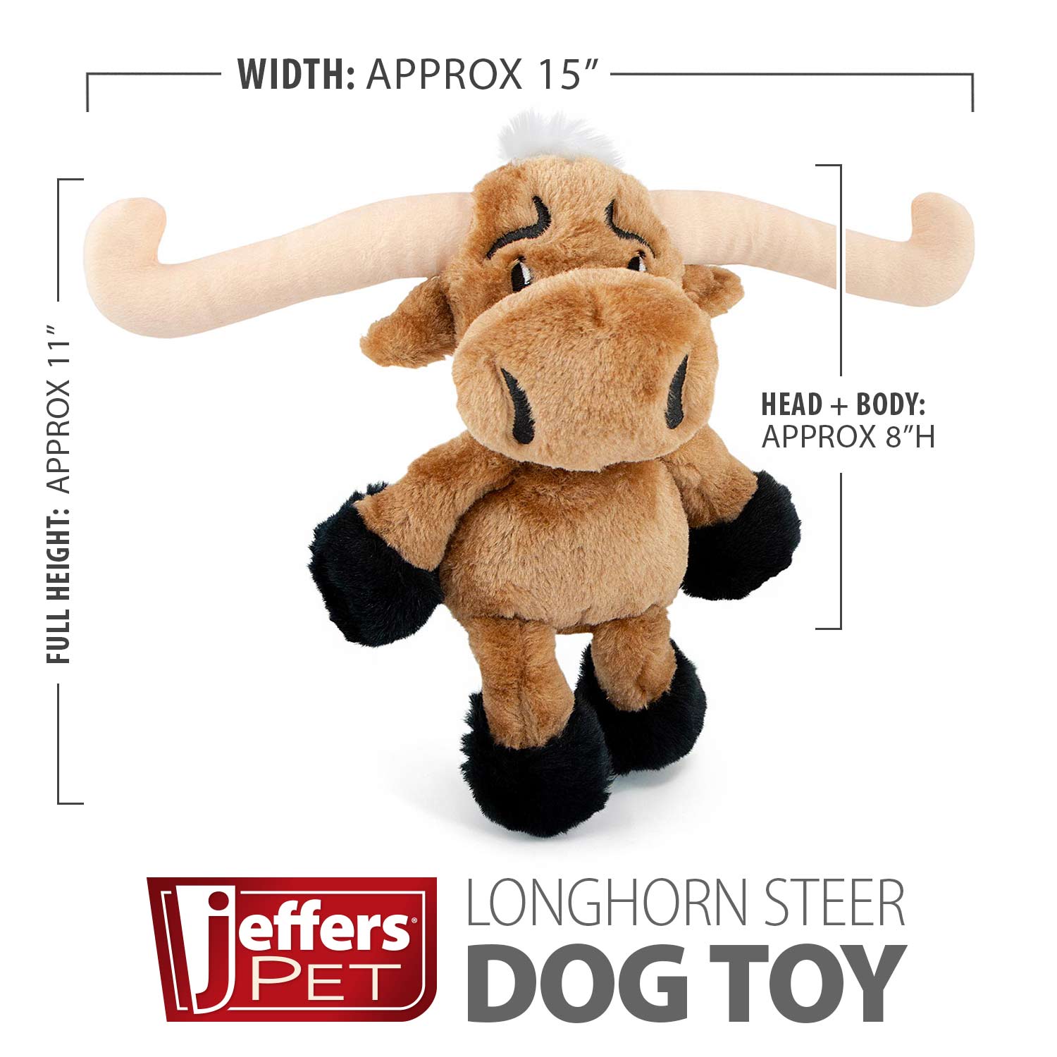 Image of Jeffers Plush Longhorn Steer Squeaker Dog Toy, 8