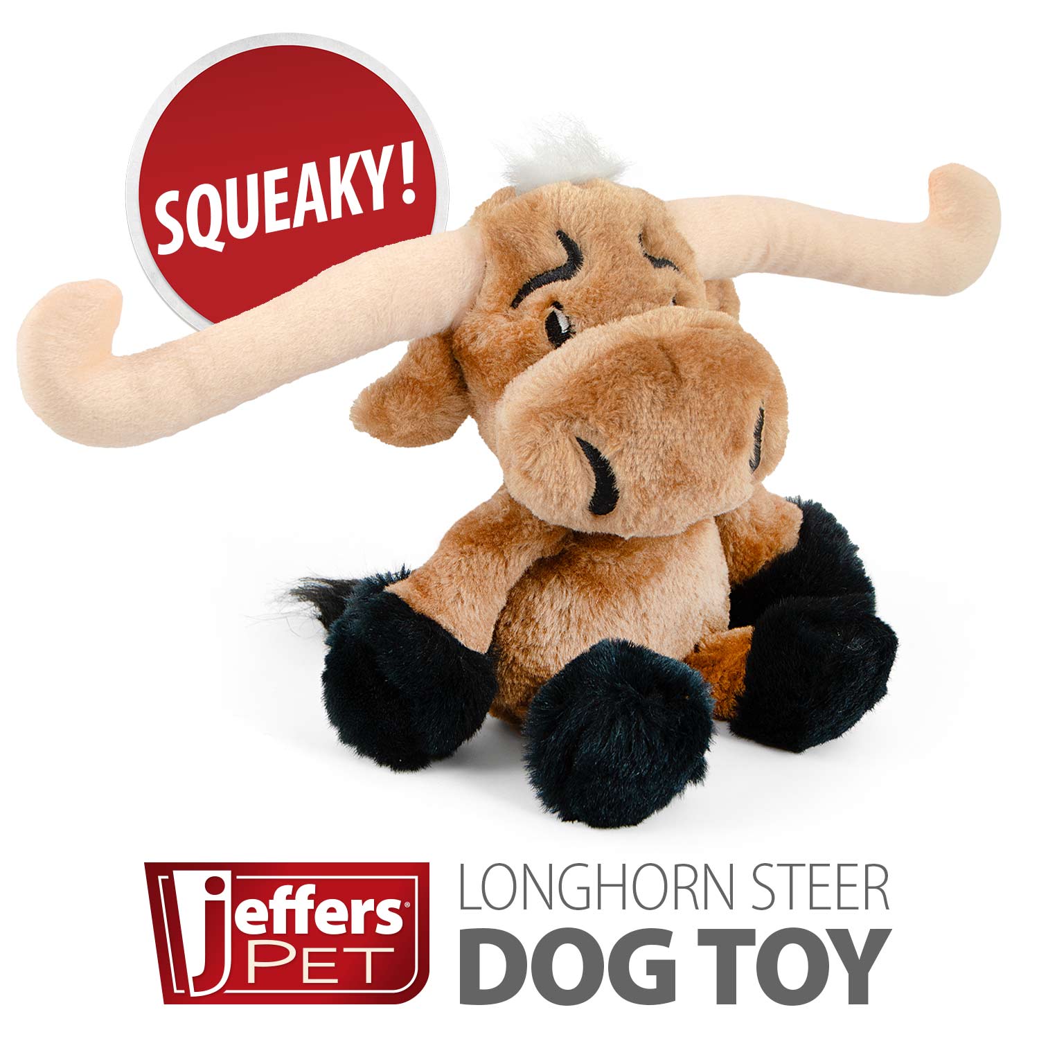 Image of Jeffers Plush Longhorn Steer Squeaker Dog Toy, 8