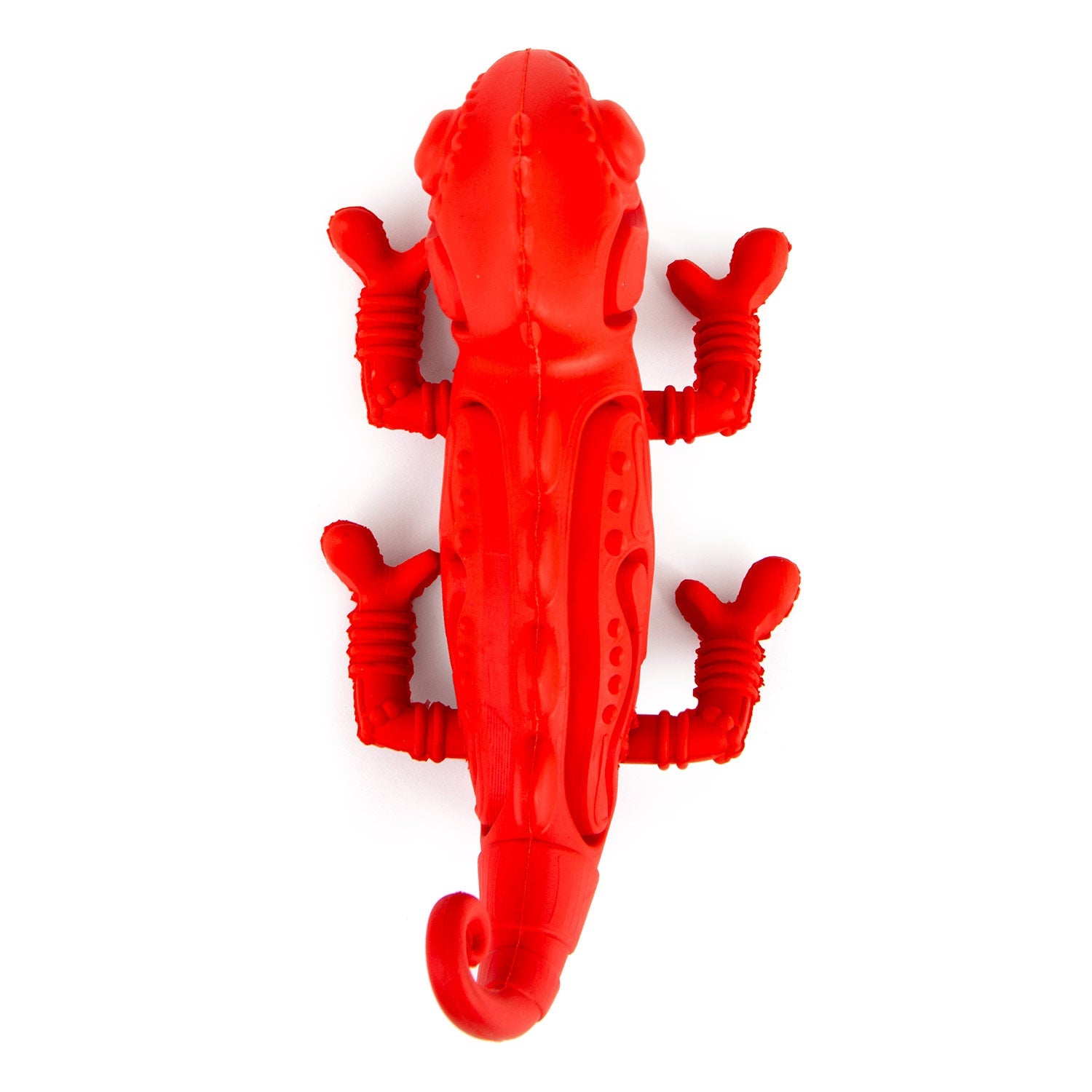 Image of Jeffers Red Chameleon Natural Eco-Friendly Rubber Dental Dog Chew Toy for Medium Chewers