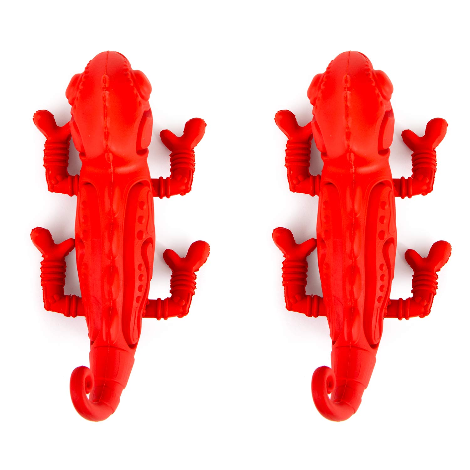 Image of Jeffers Red Chameleon Natural Eco-Friendly Rubber Dental Dog Chew Toy for Medium Chewers