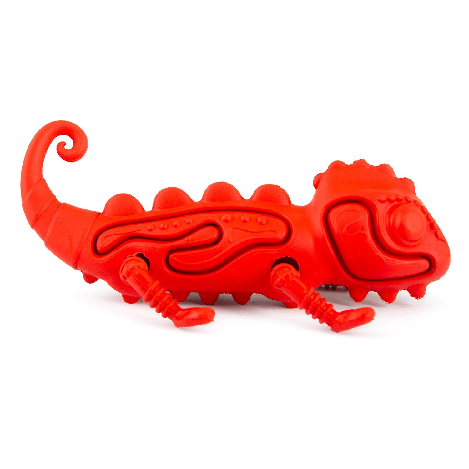 Image of Jeffers Red Chameleon Natural Eco-Friendly Rubber Dental Dog Chew Toy for Medium Chewers